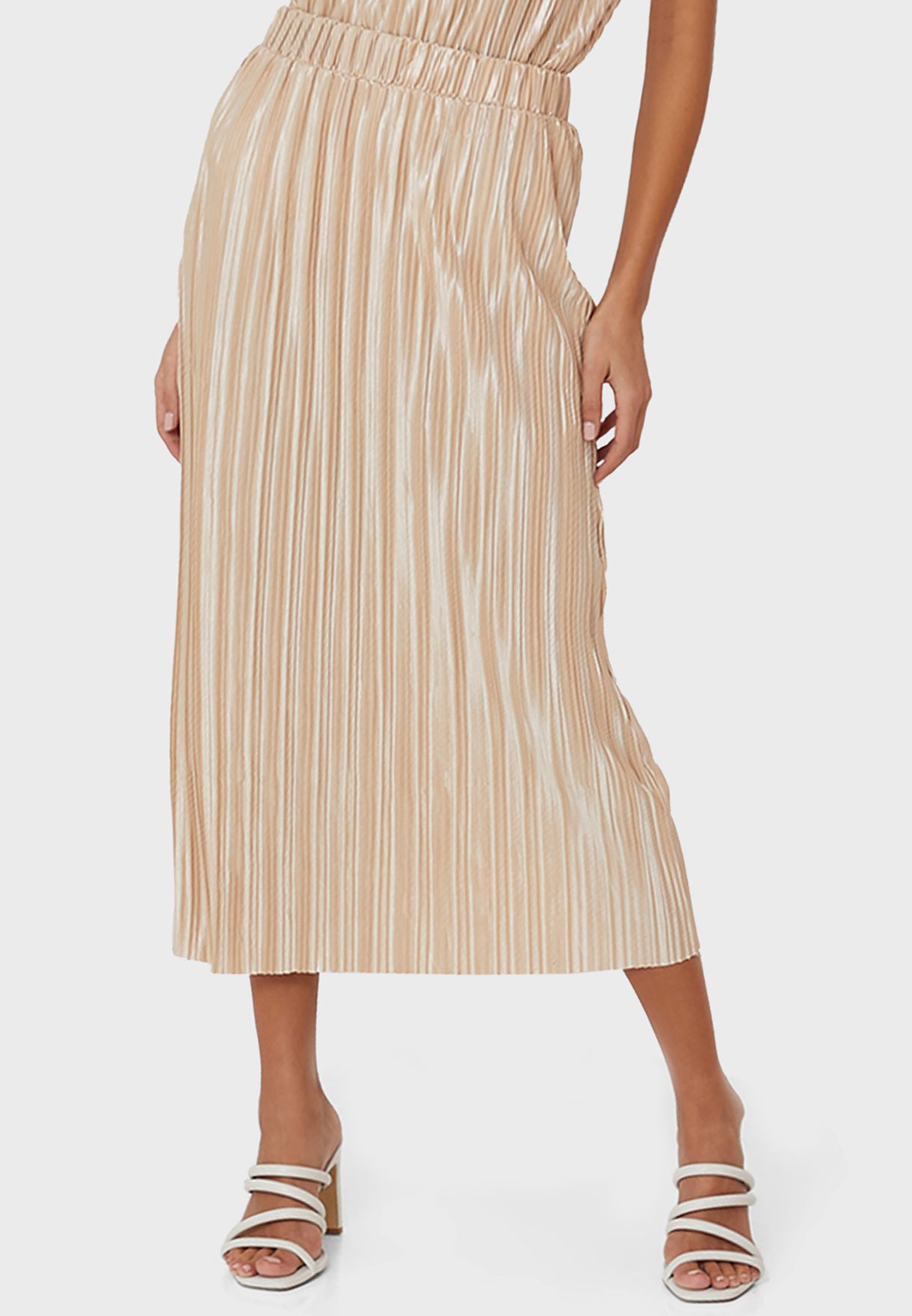 Buy R&B beige Pleated Midi Skirt for Women in Manama, Riffa