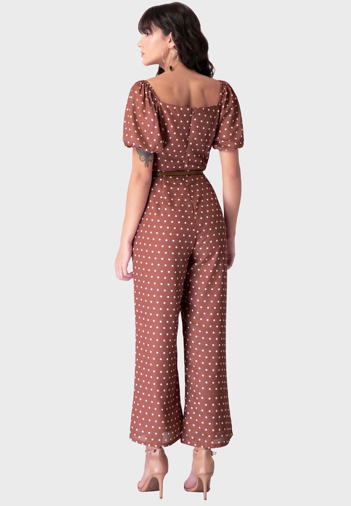Puff Sleeve Belted Jumpsuit