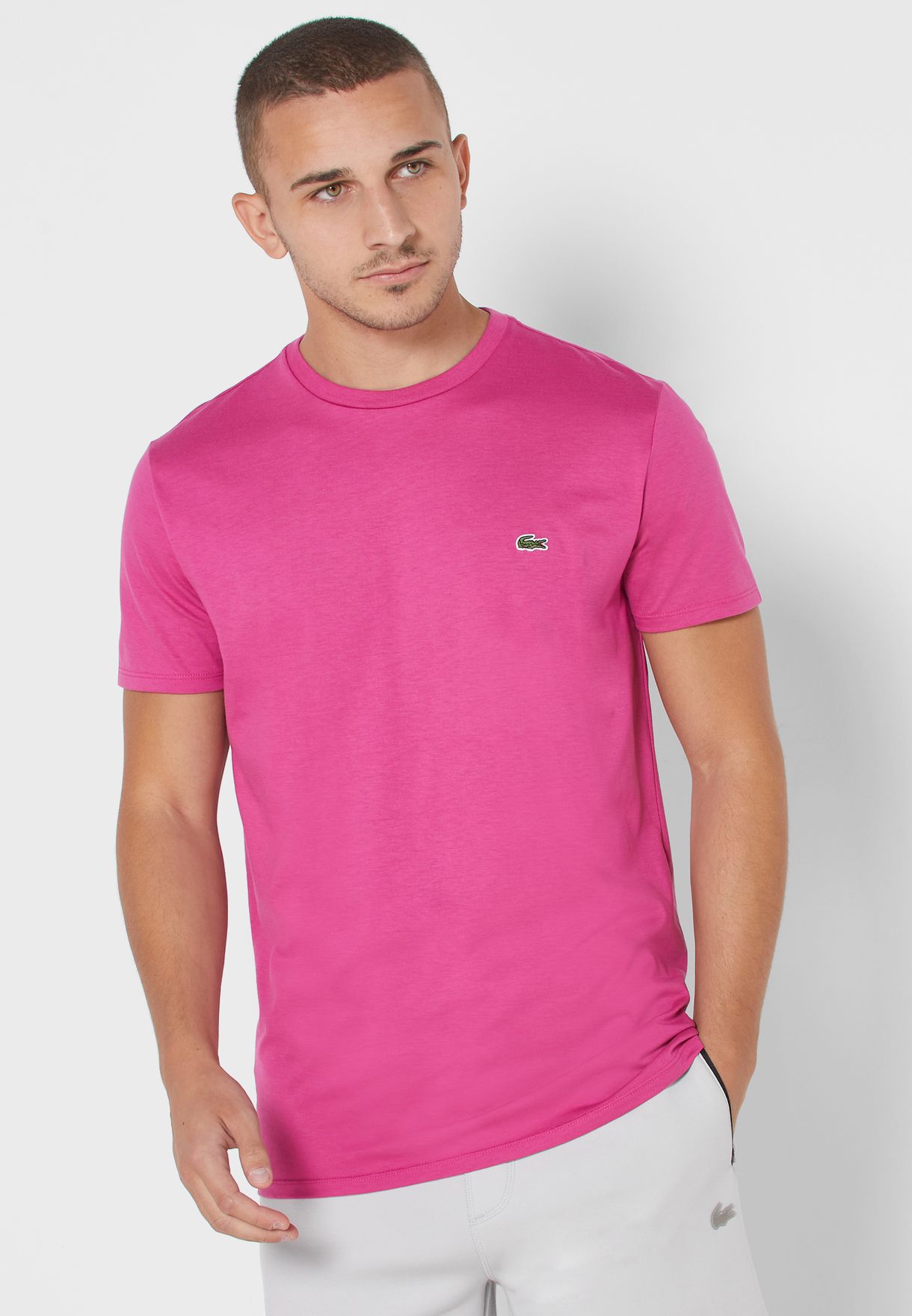 Lacoste pink Embroidered Logo Crew Neck 