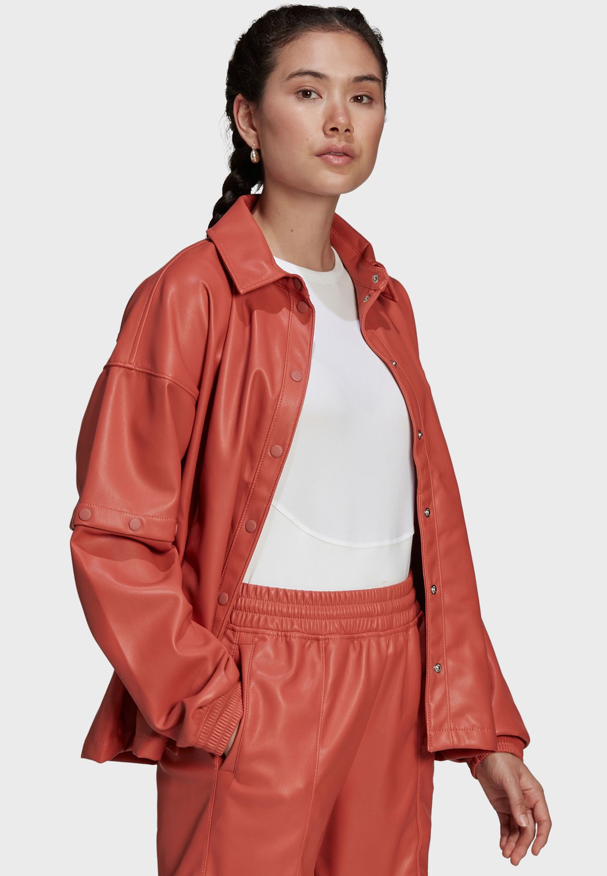 Faux Leather Track Jacket