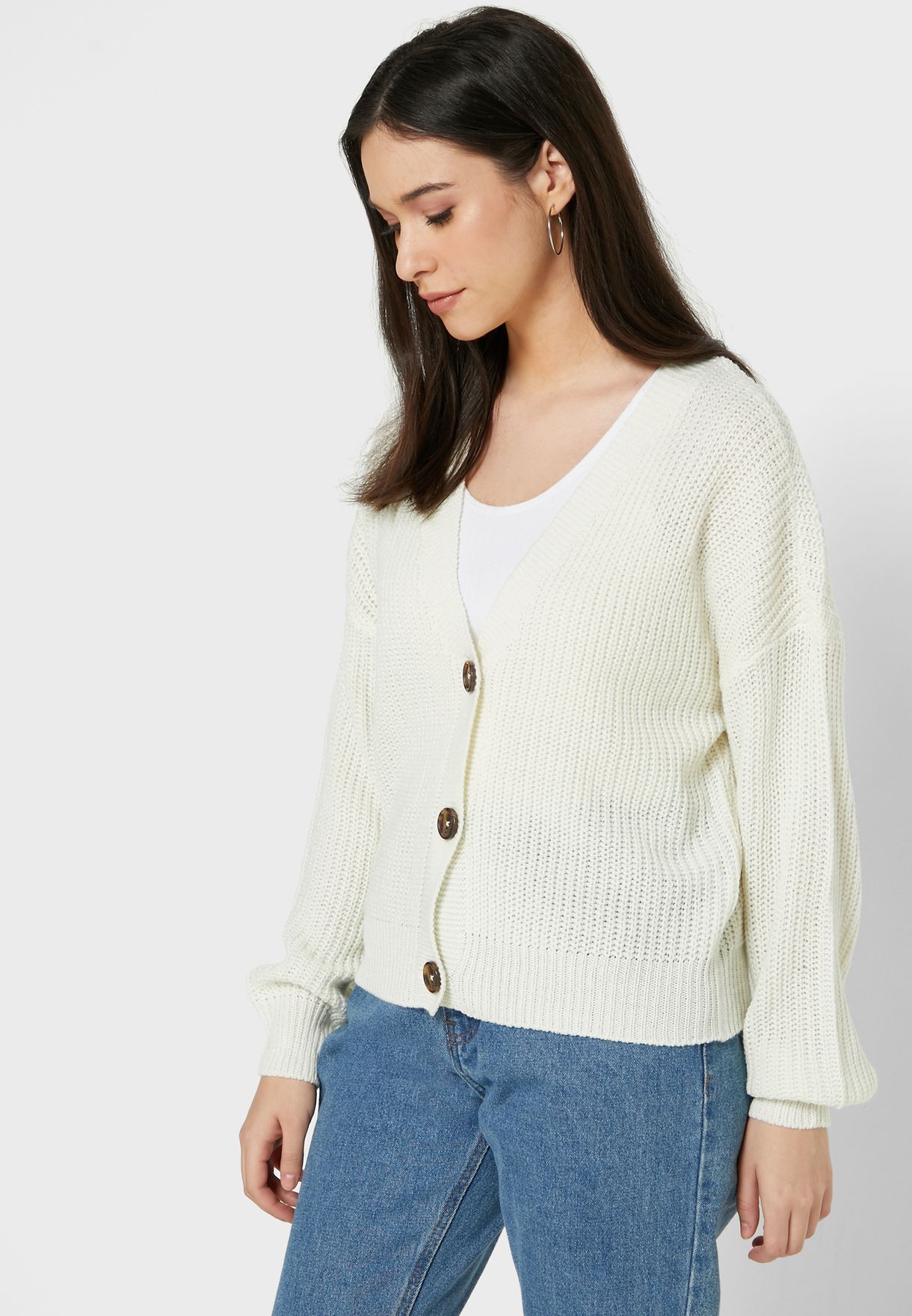 white button down cardigan