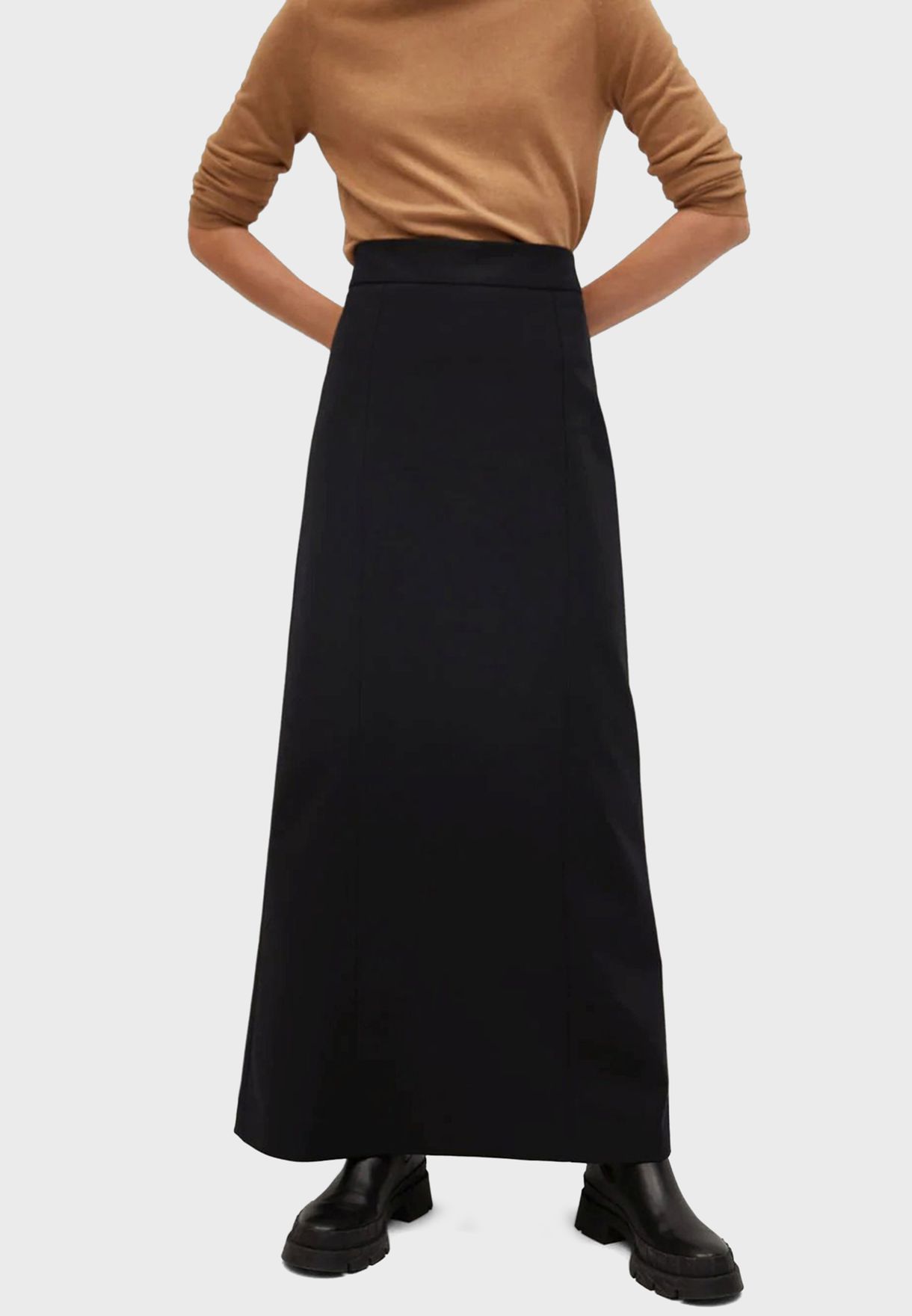 mango black maxi skirt