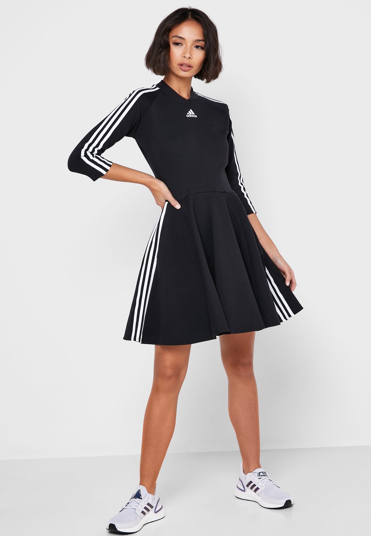 Buy adidas black 3 Stripe Dress for Women in MENA, Worldwide