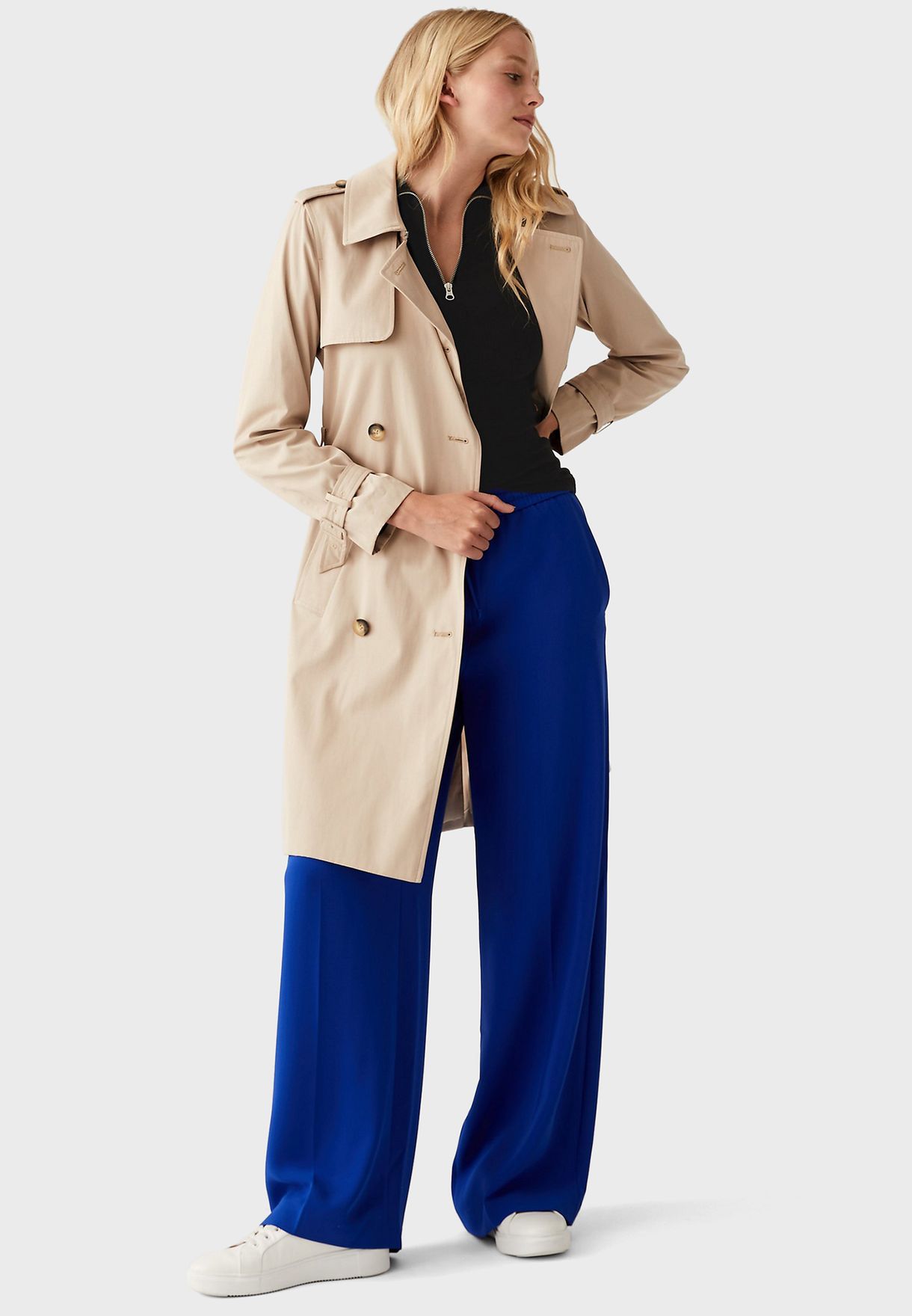 Cotton Rich Ribbed Zip Up Long Sleeve Top