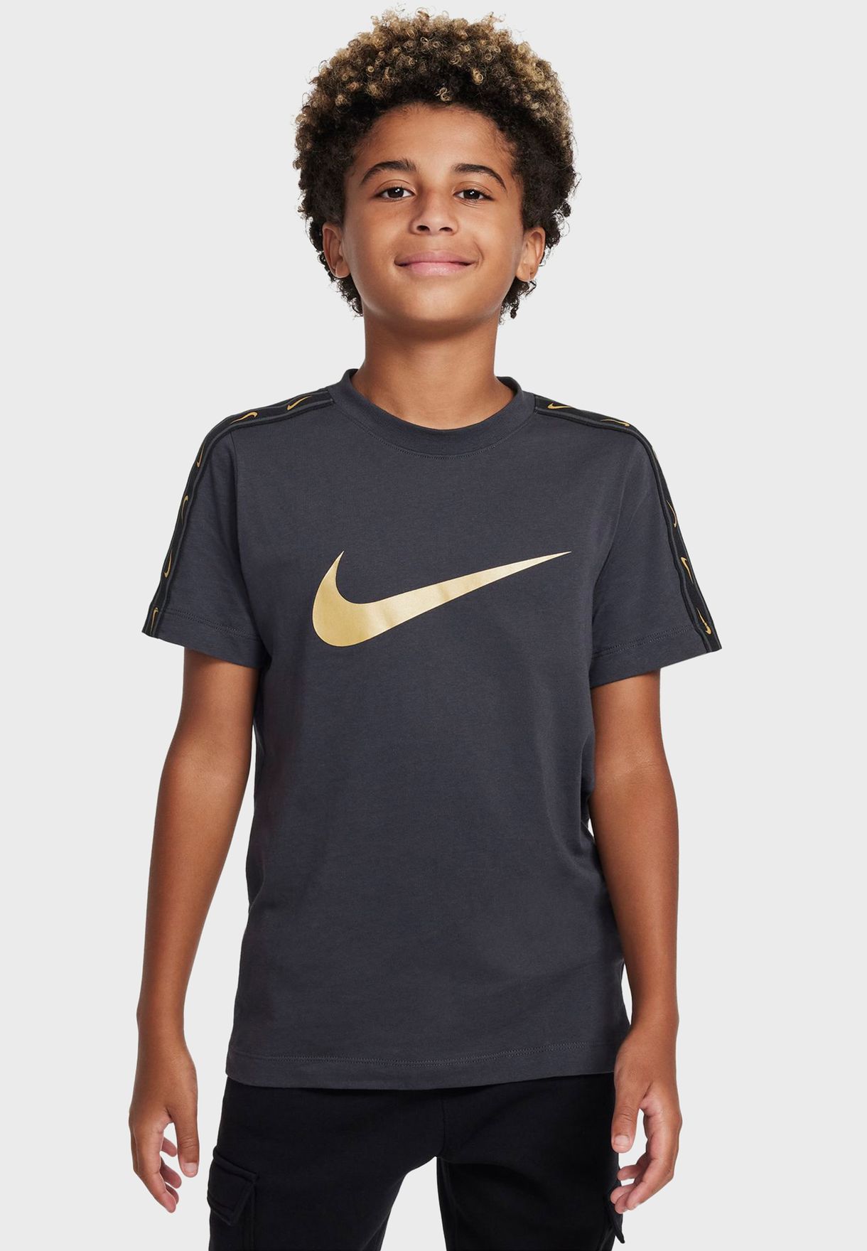 Buy Nike grey Youth Nsw Repeat Swoosh T-Shirt for Kids in MENA, Worldwide