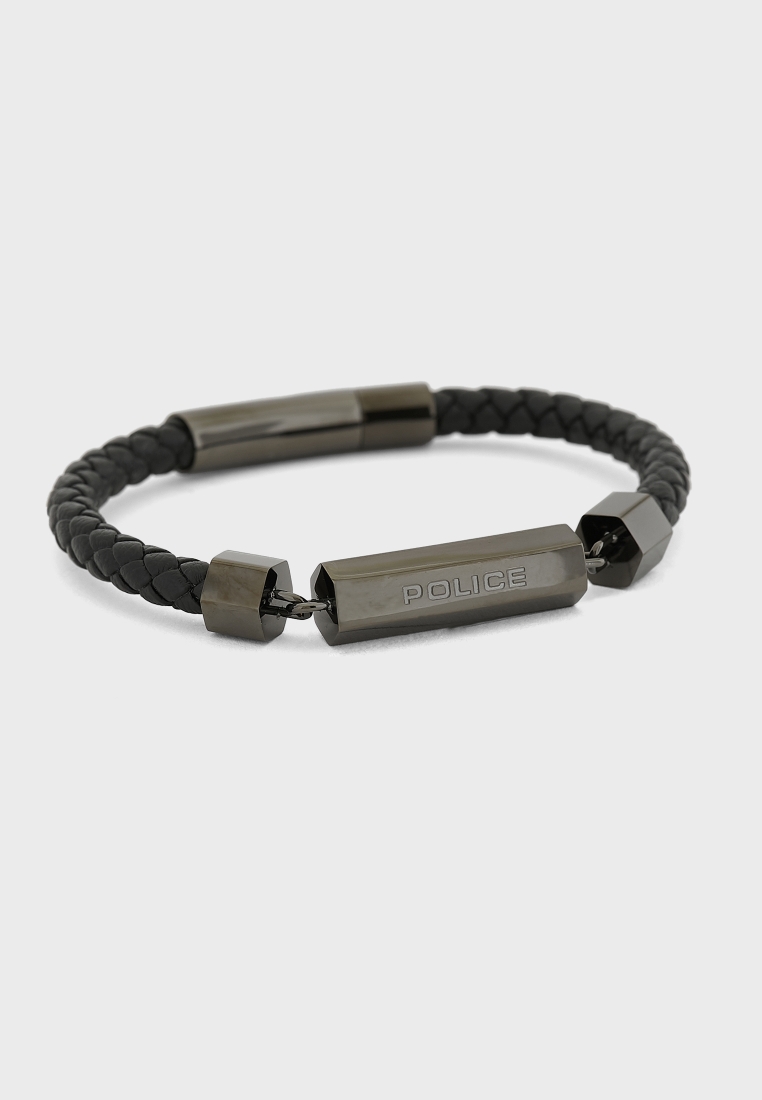 Buy Police black Hardware Braided Bracelet for Men in Dubai Abu Dhabi