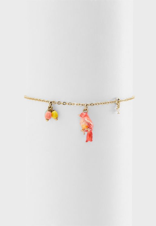 Coral Canary And Small Charm Bracelet