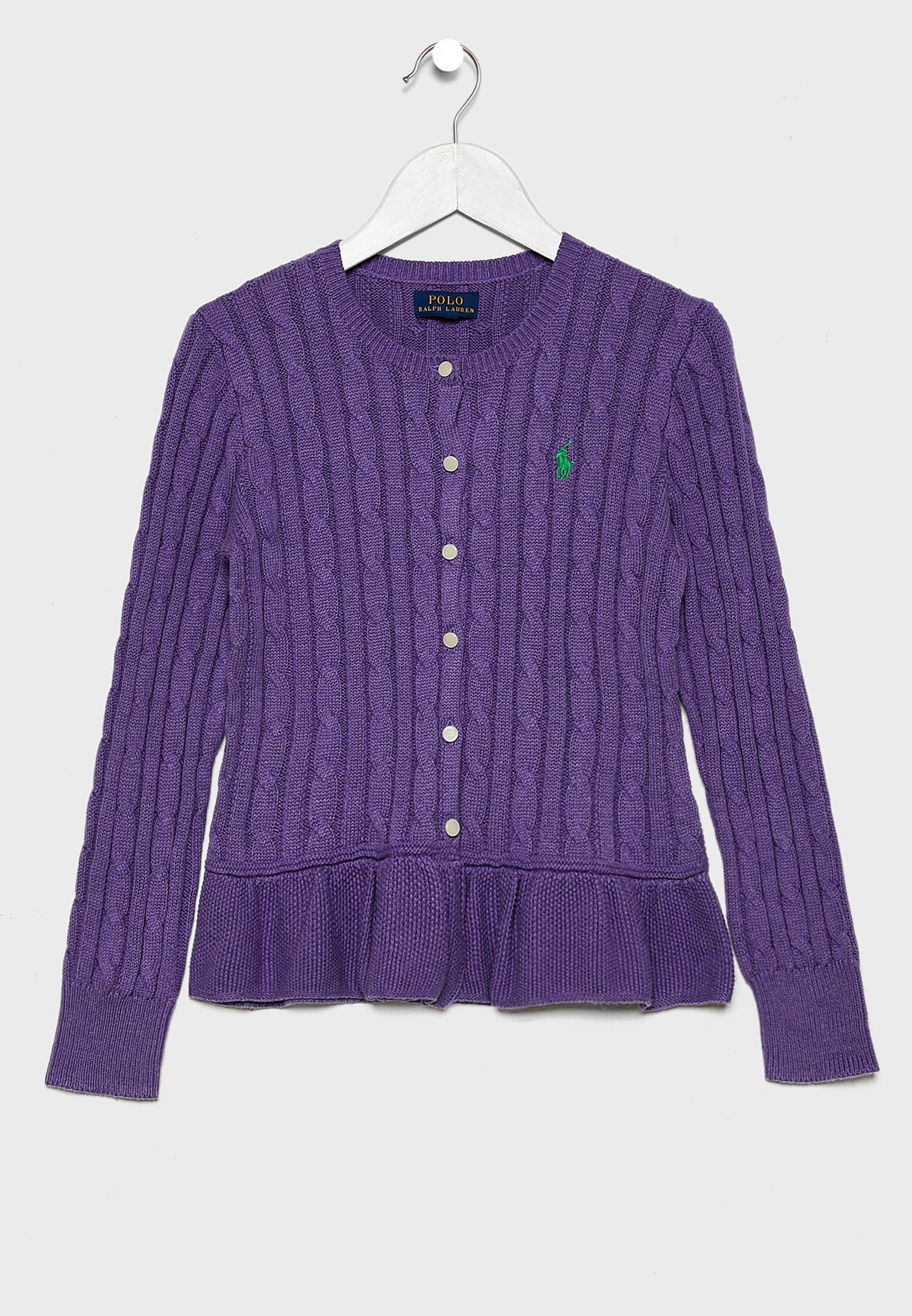 ralph lauren purple cardigan