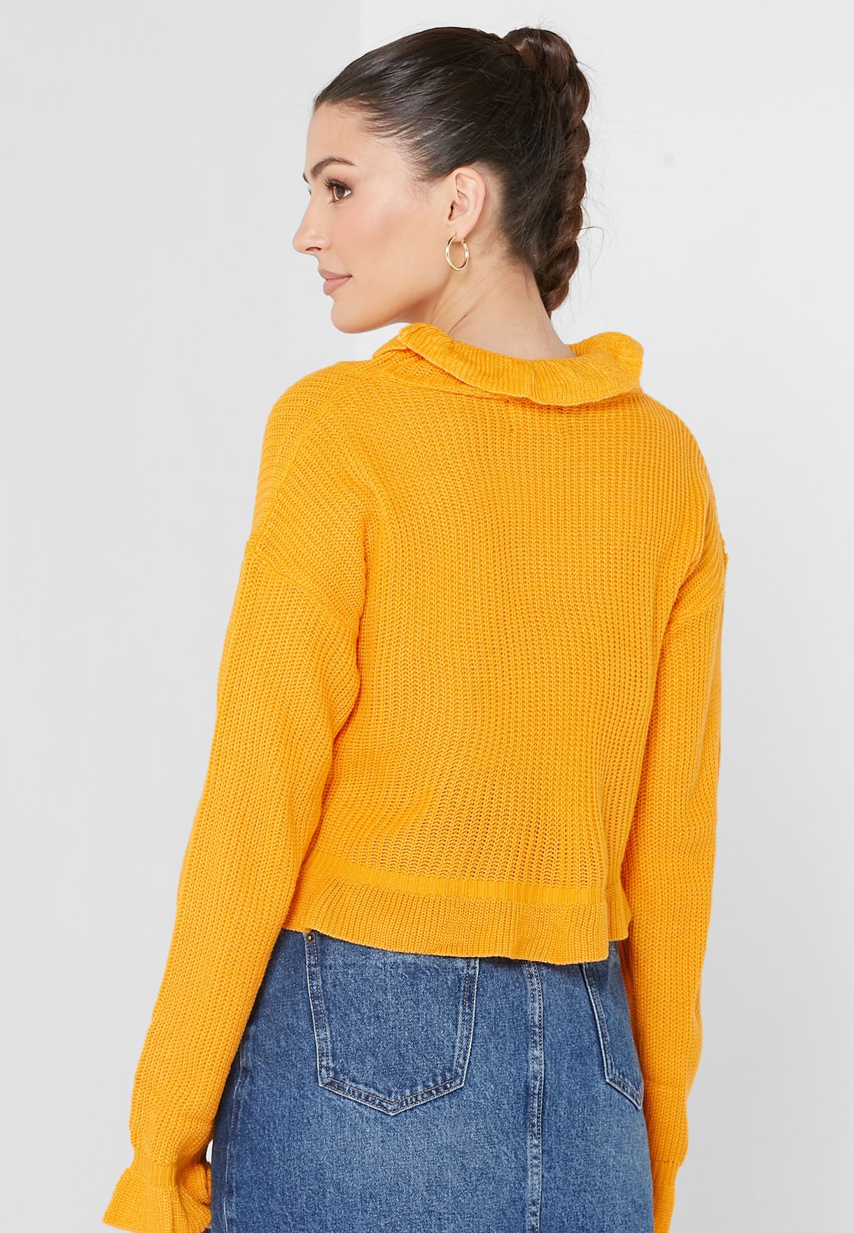 Ruffled Cropped Sweater
