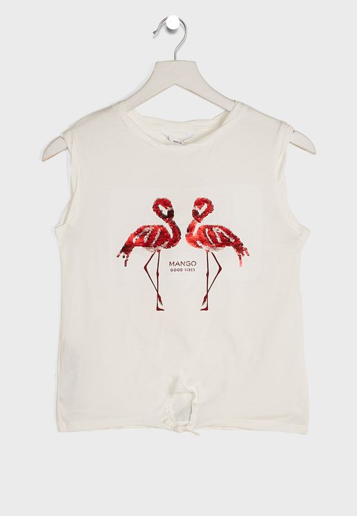 Kids Sequined Flamingo Top