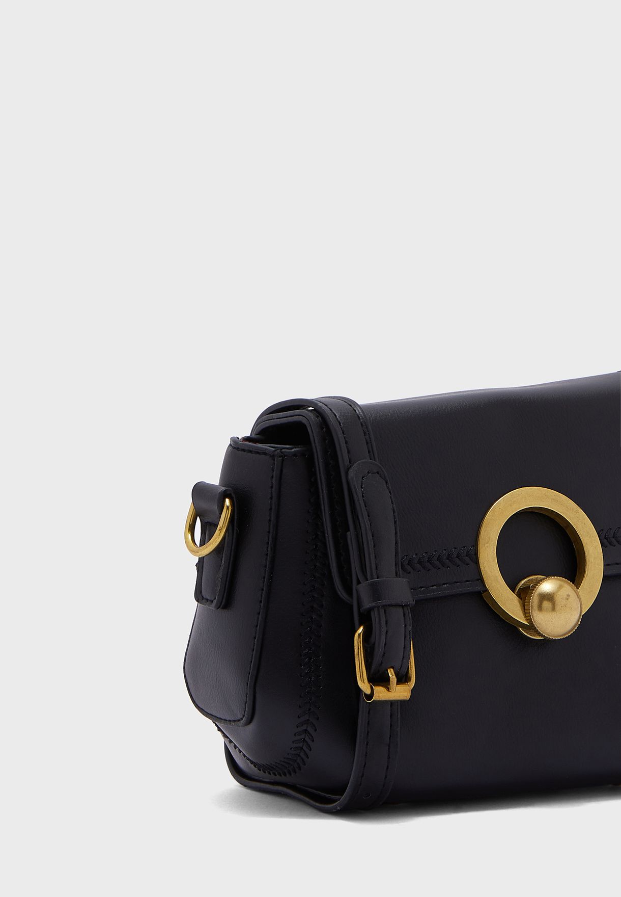 Circle Clasp Detail Crossbody Handbag