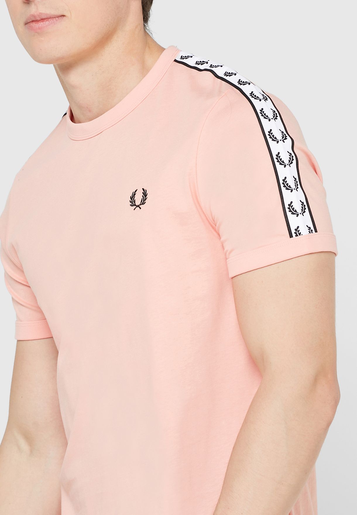 mens pink fred perry t shirt