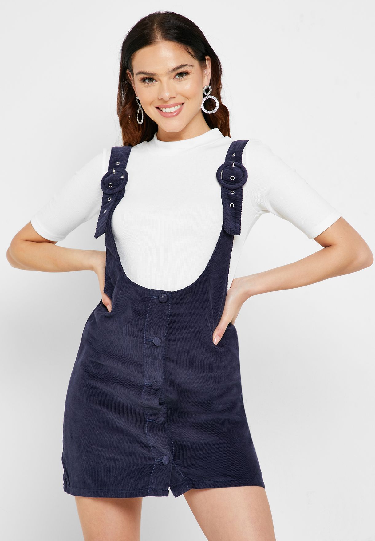 Forever 21 navy Pinafore Corduroy Dress ...