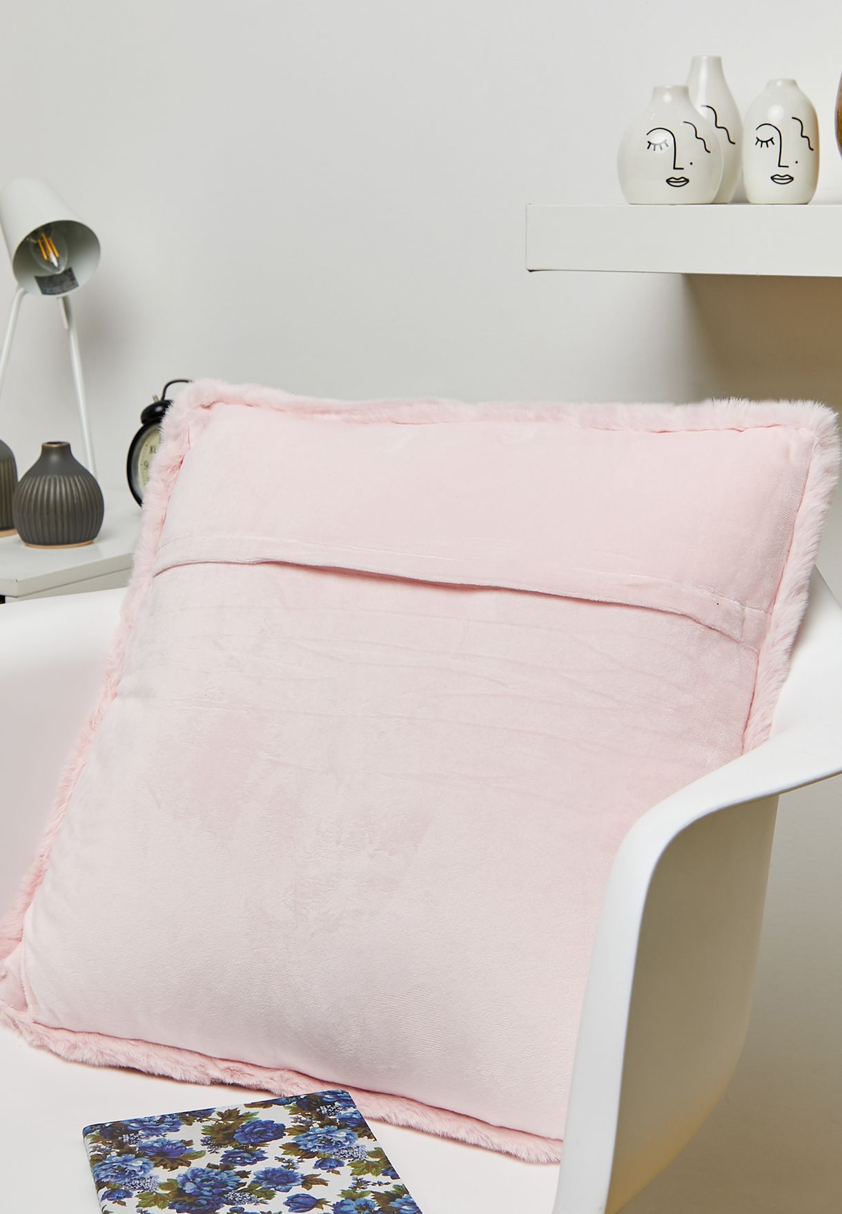 Pink Faux Fur Cushion With Insert 45X45Cm