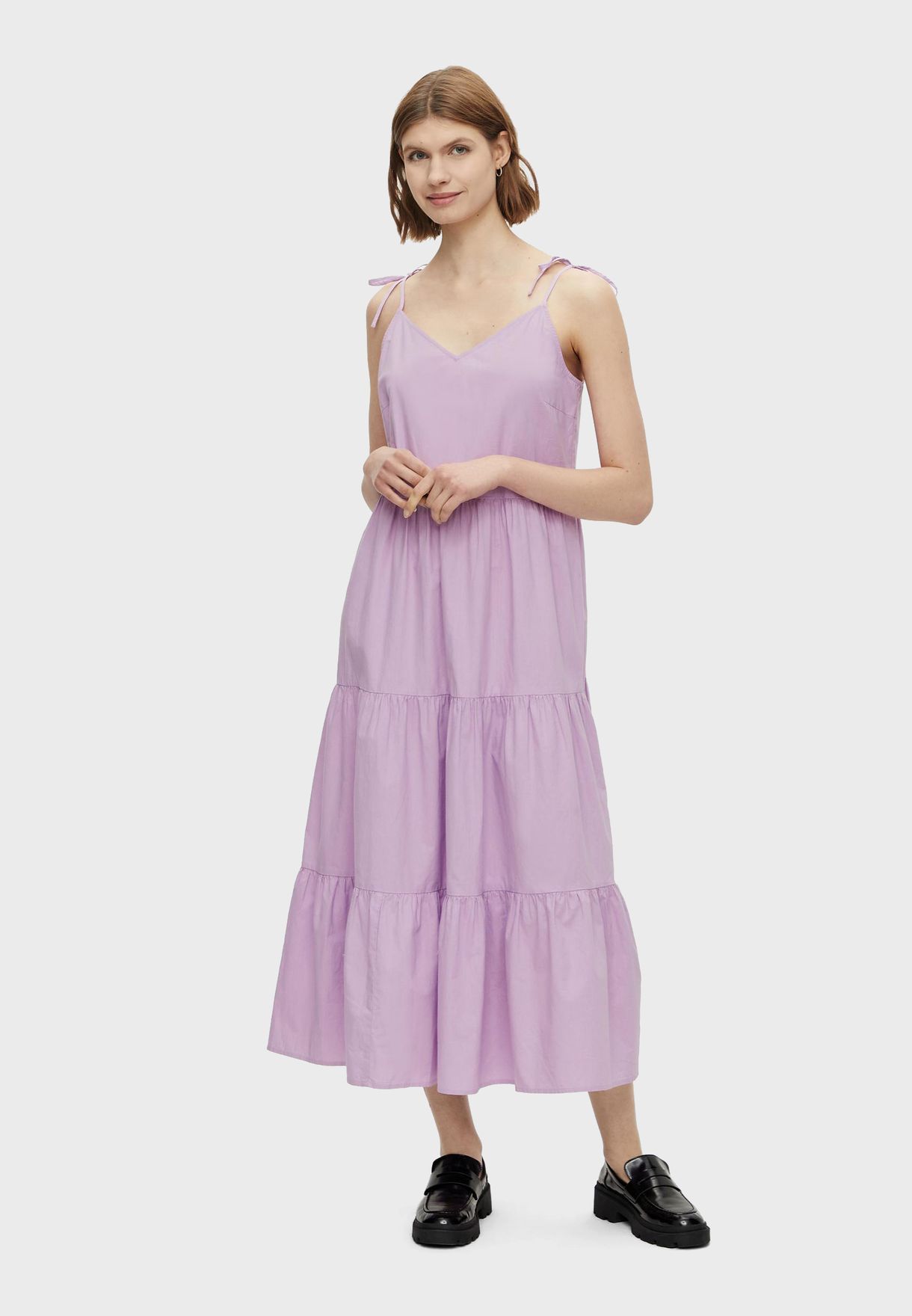 Pleated Tiered Hem Dress