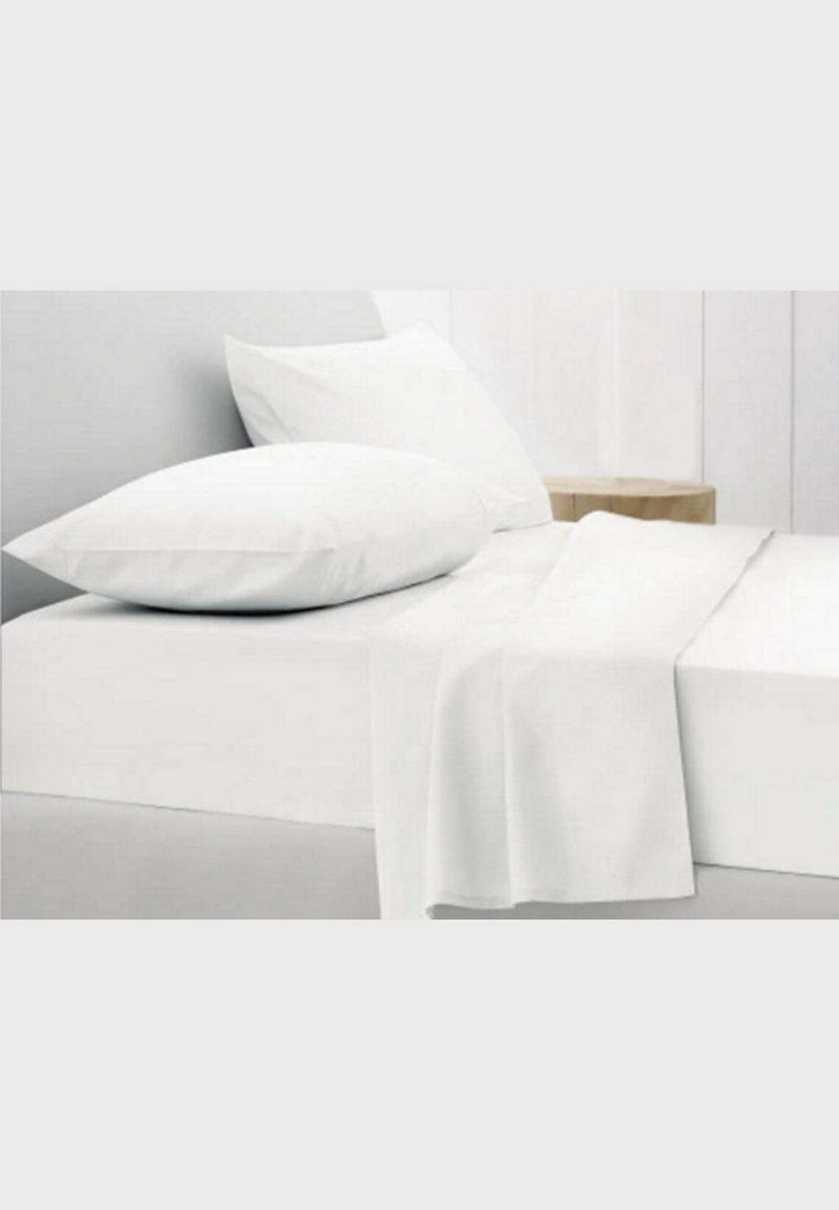 Single White  200Tc Cotton Fitted Sheet