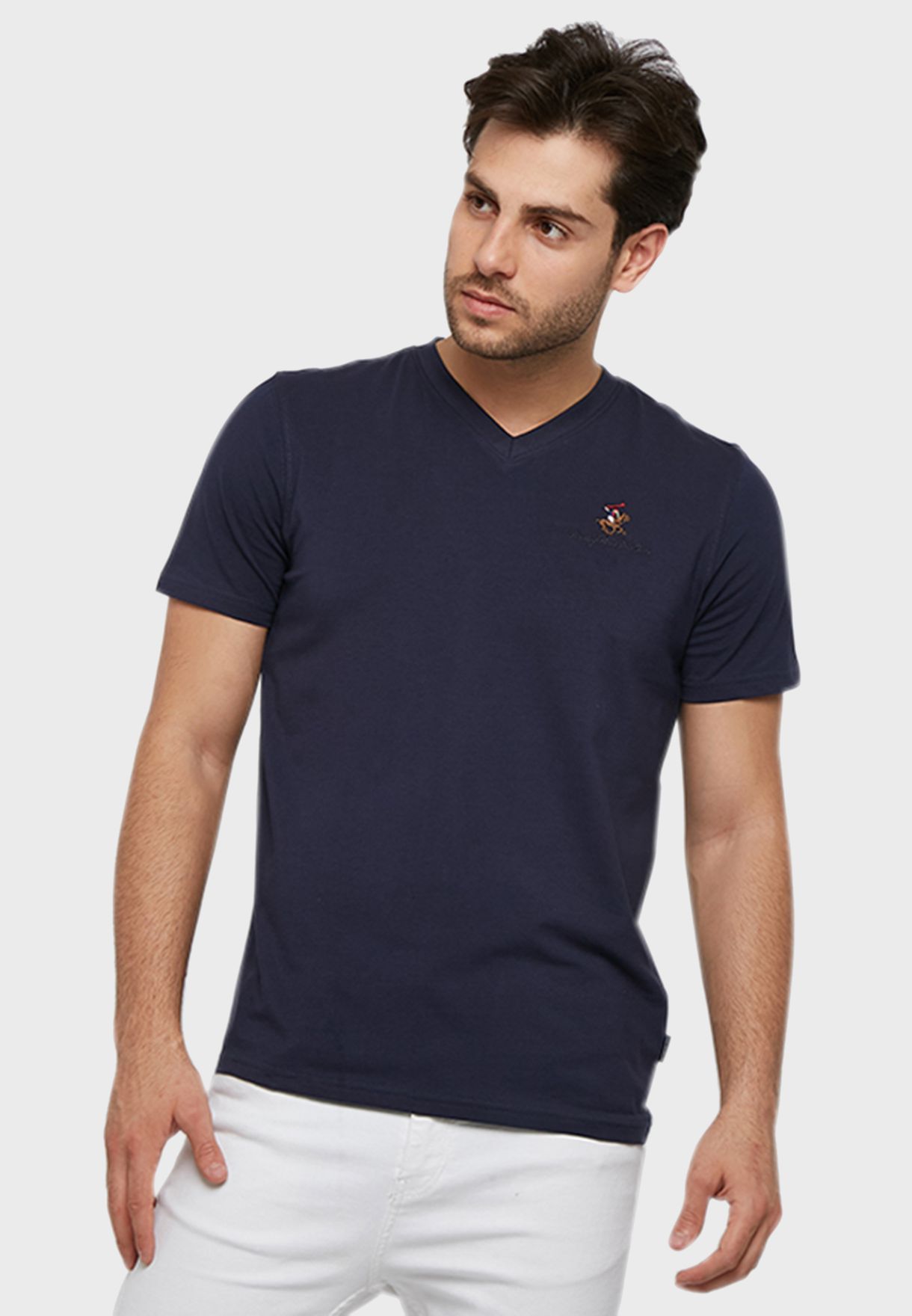 Buy Beverly Hills Polo Club navy Embroidered Logo V-Neck T-Shirt for ...