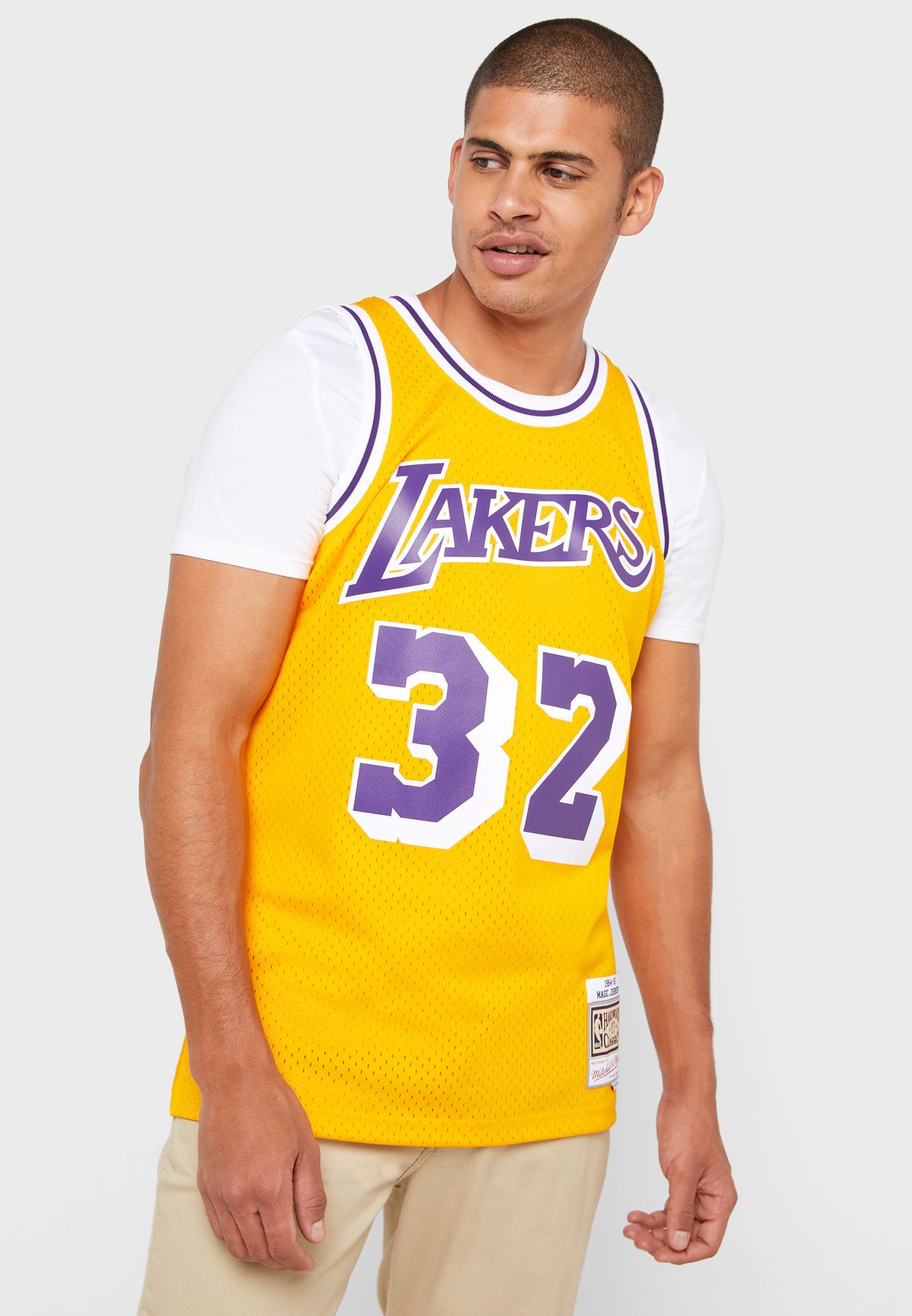 Buy Mitchell Ness yellow Magic Johnson Los Angeles Lakers Swingman T ...