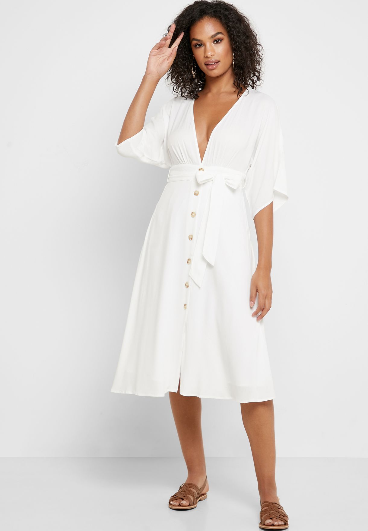 forever 21 button front midi dress