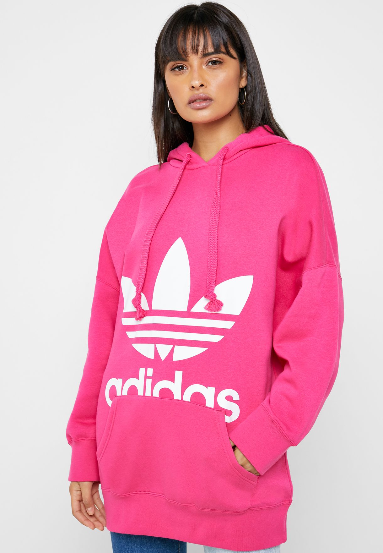 adidas originals trefoil hoodie pink