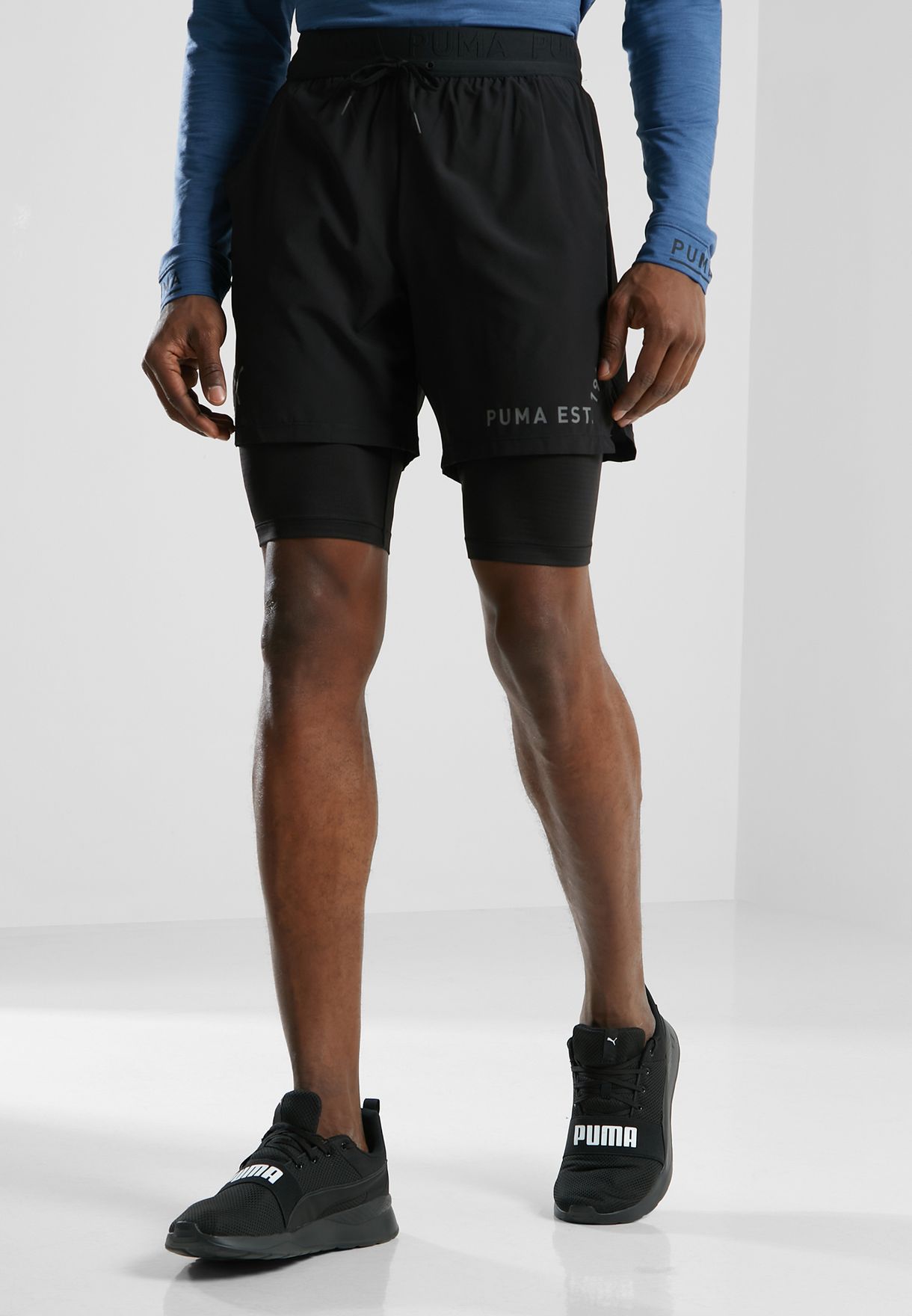 Buy PUMA black 2In1 Logo Shorts for Men in Dubai, Abu Dhabi