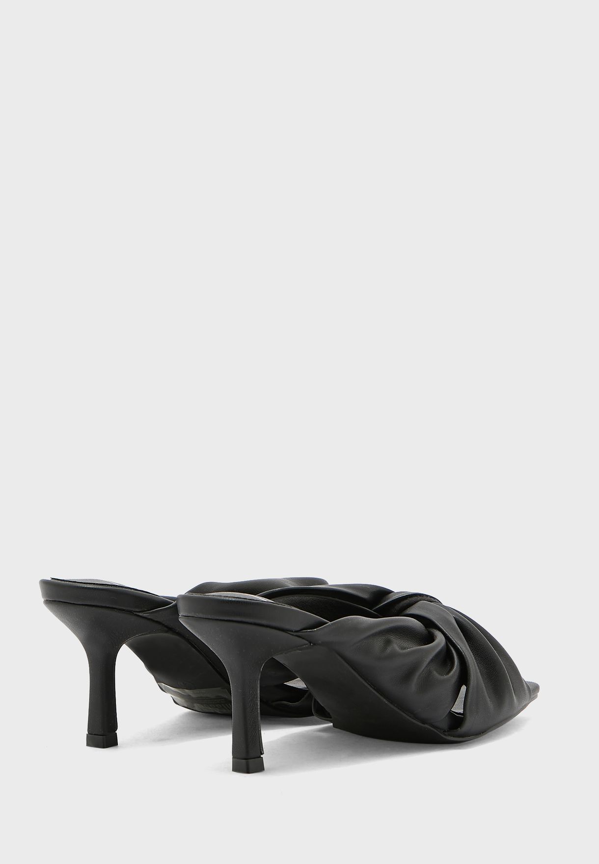 Twist Strap Mid Heel Sandals