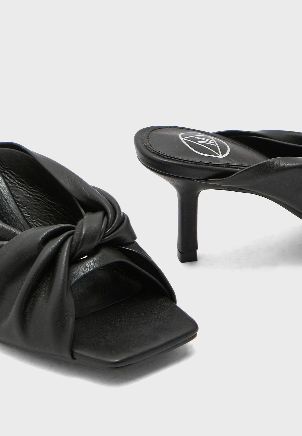 Twist Strap Mid Heel Sandals
