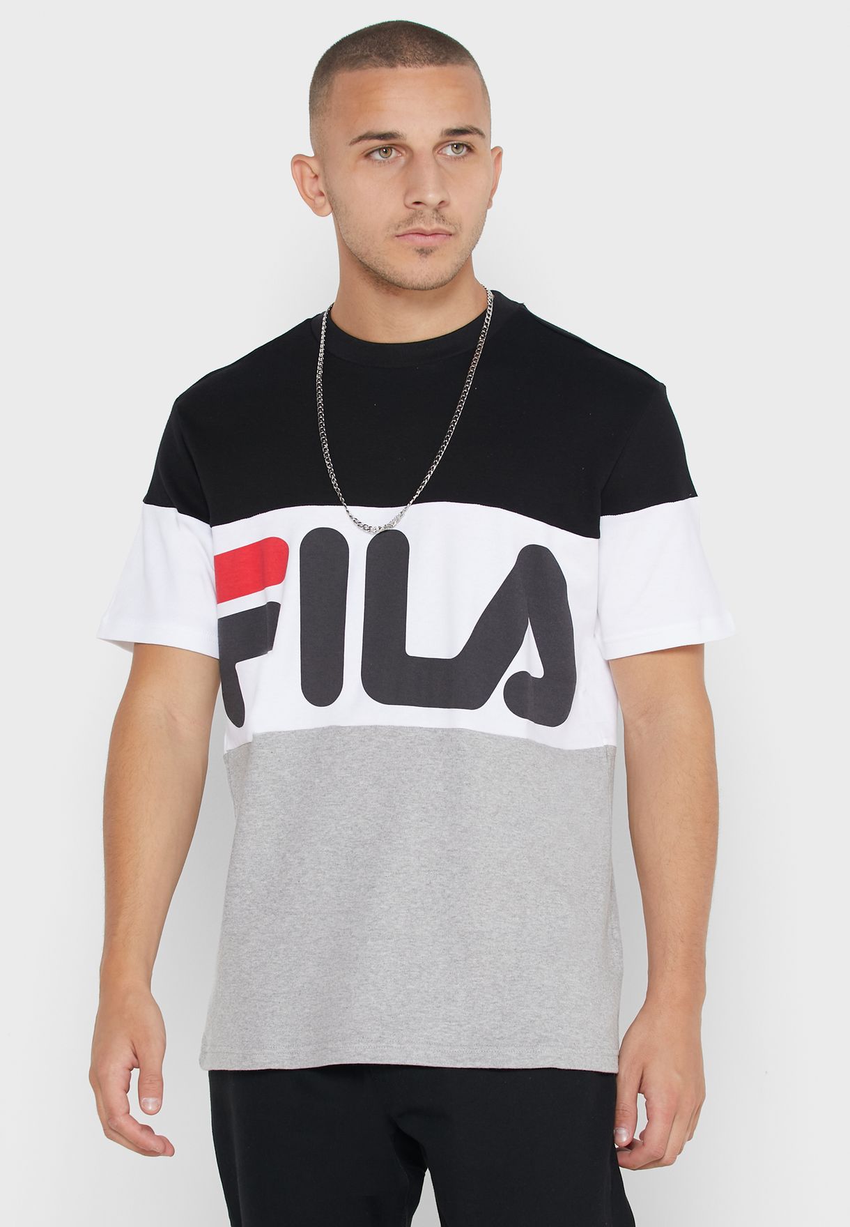 Buy Fila multicolor Vialli Cut & Sew Colour Block Logo T-Shirt for Men ...