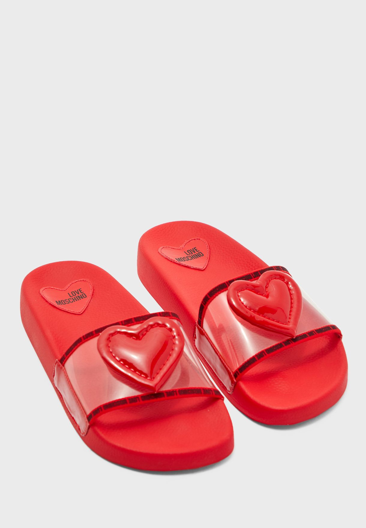 Buy Love Moschino red One Strap Slider 