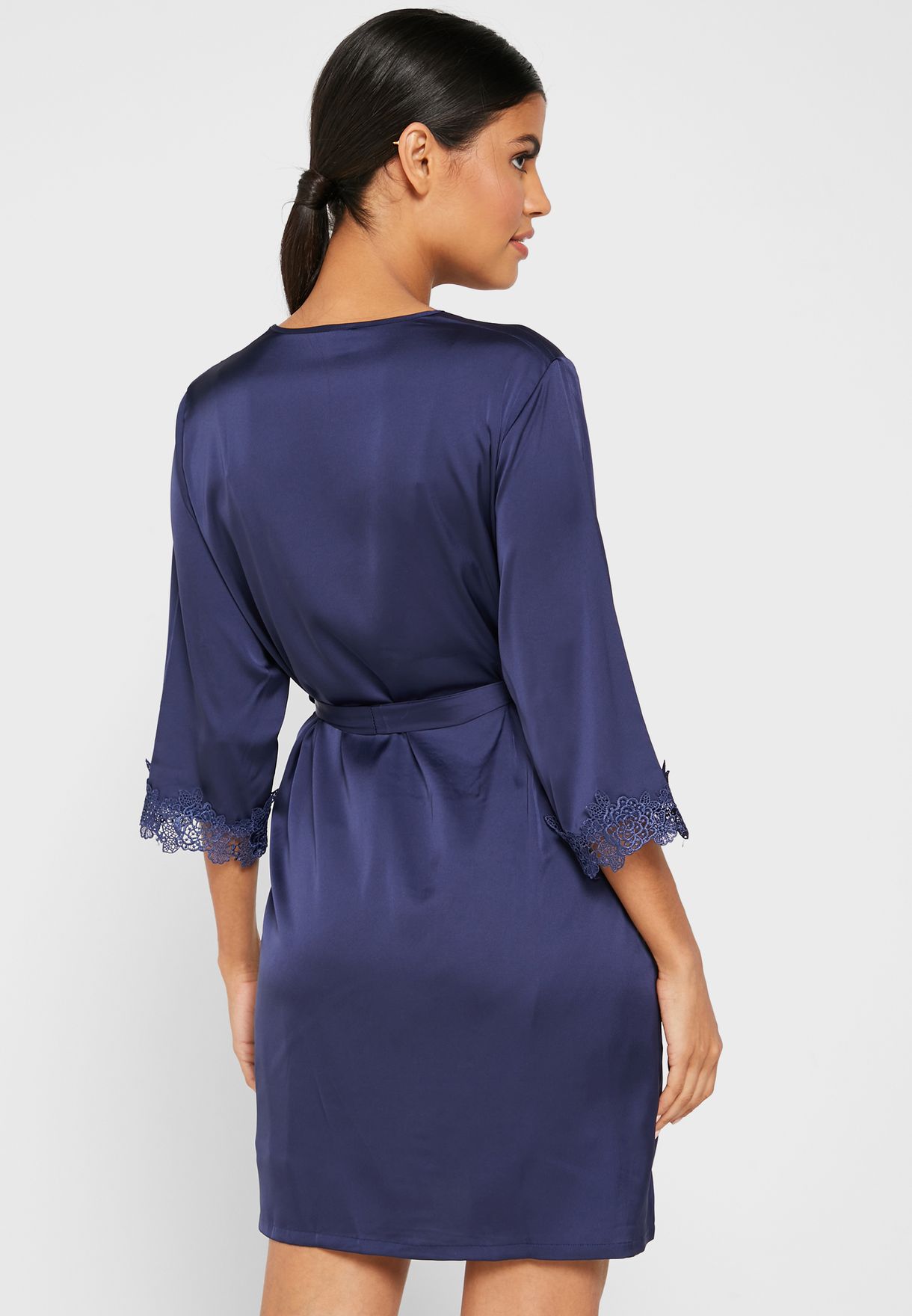 2 In 1 Lace Trim Nightdress Robe