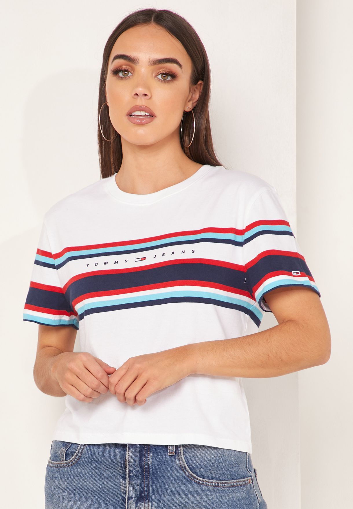 Buy Tommy Jeans white Striped Detail 