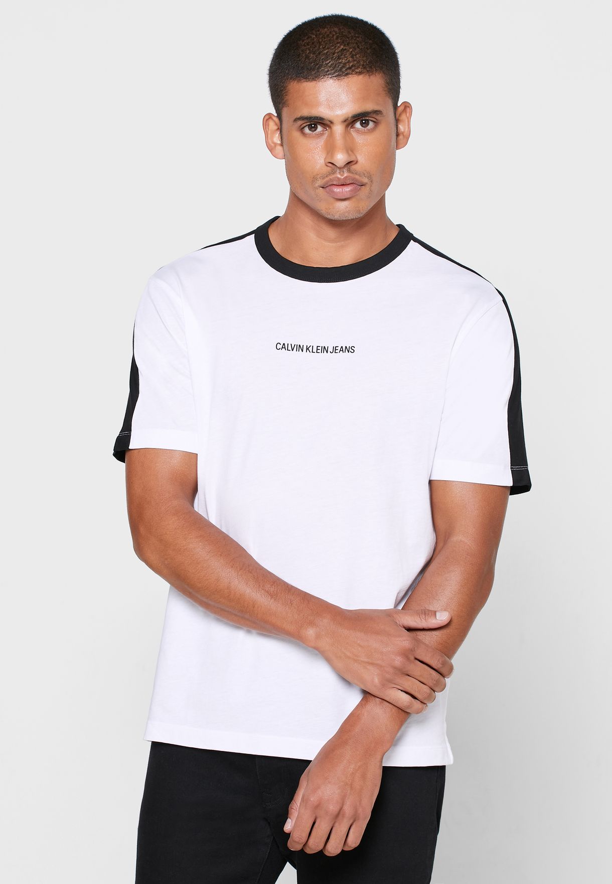 Buy Calvin Klein Jeans black Shoulder Stripe Crew Neck T-Shirt for Men in  Muscat, Salalah