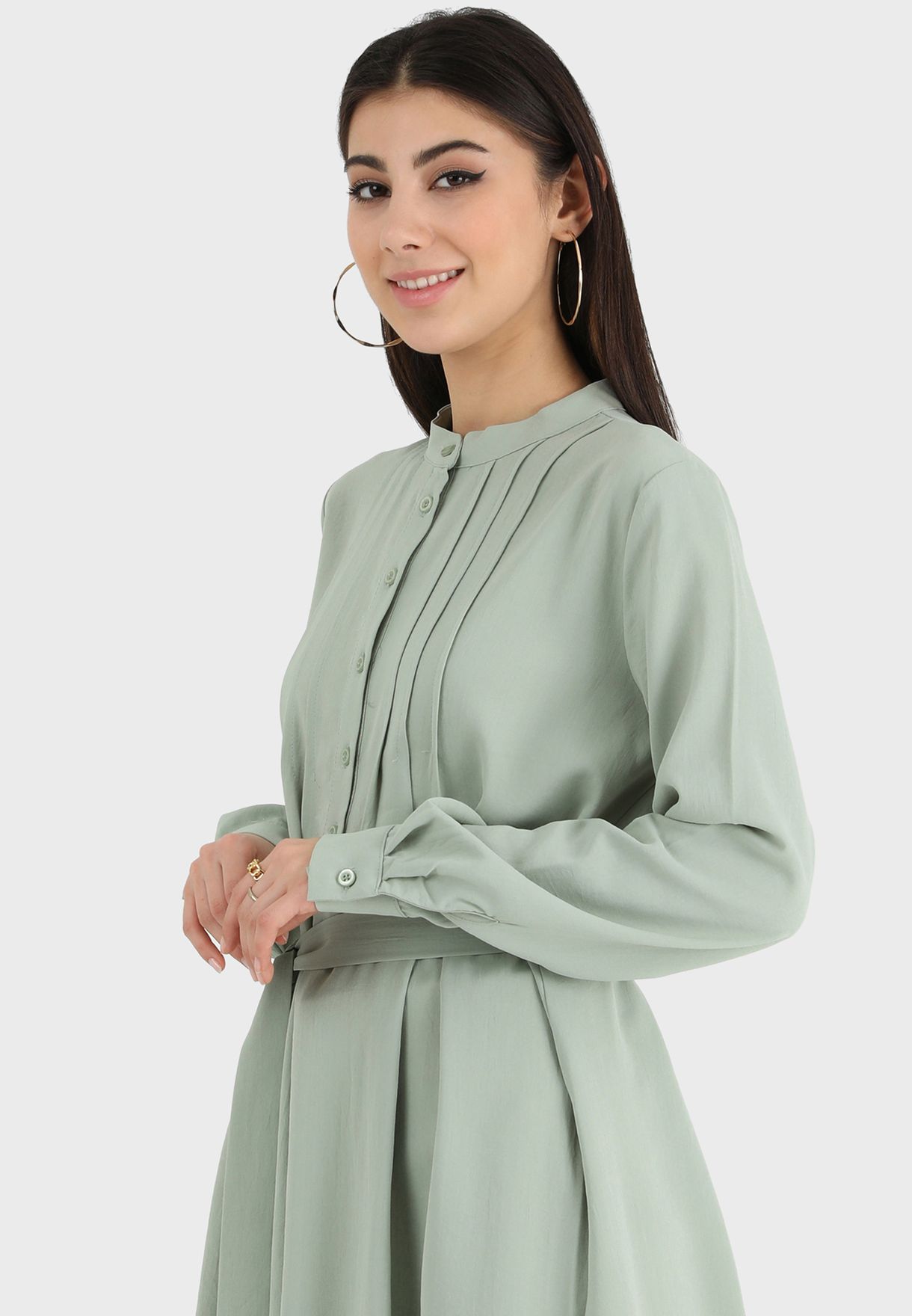 Belted Button Detail Tunic