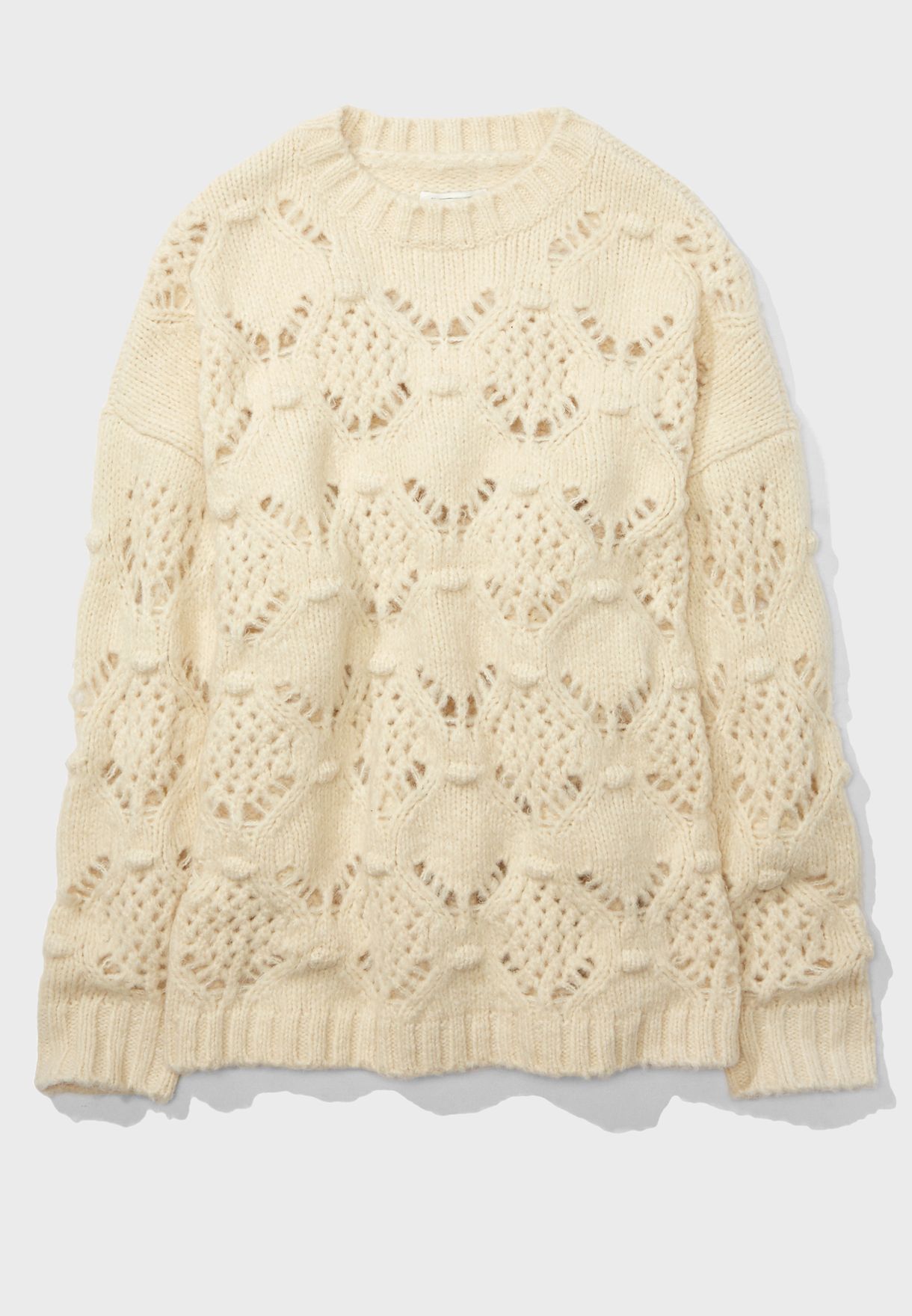 Openwork Round Neck Sweater