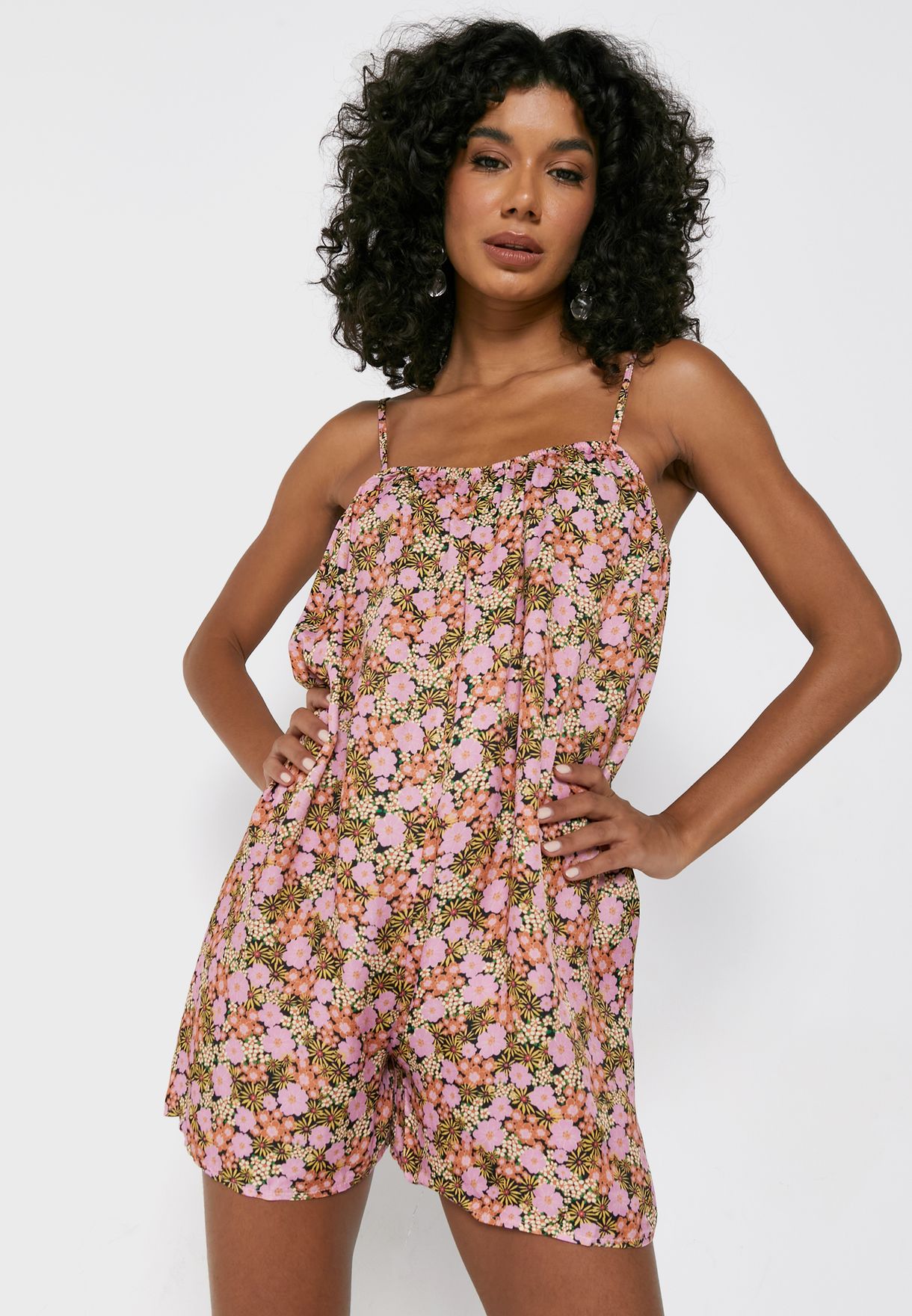 Floral Print Strappy Playsuit