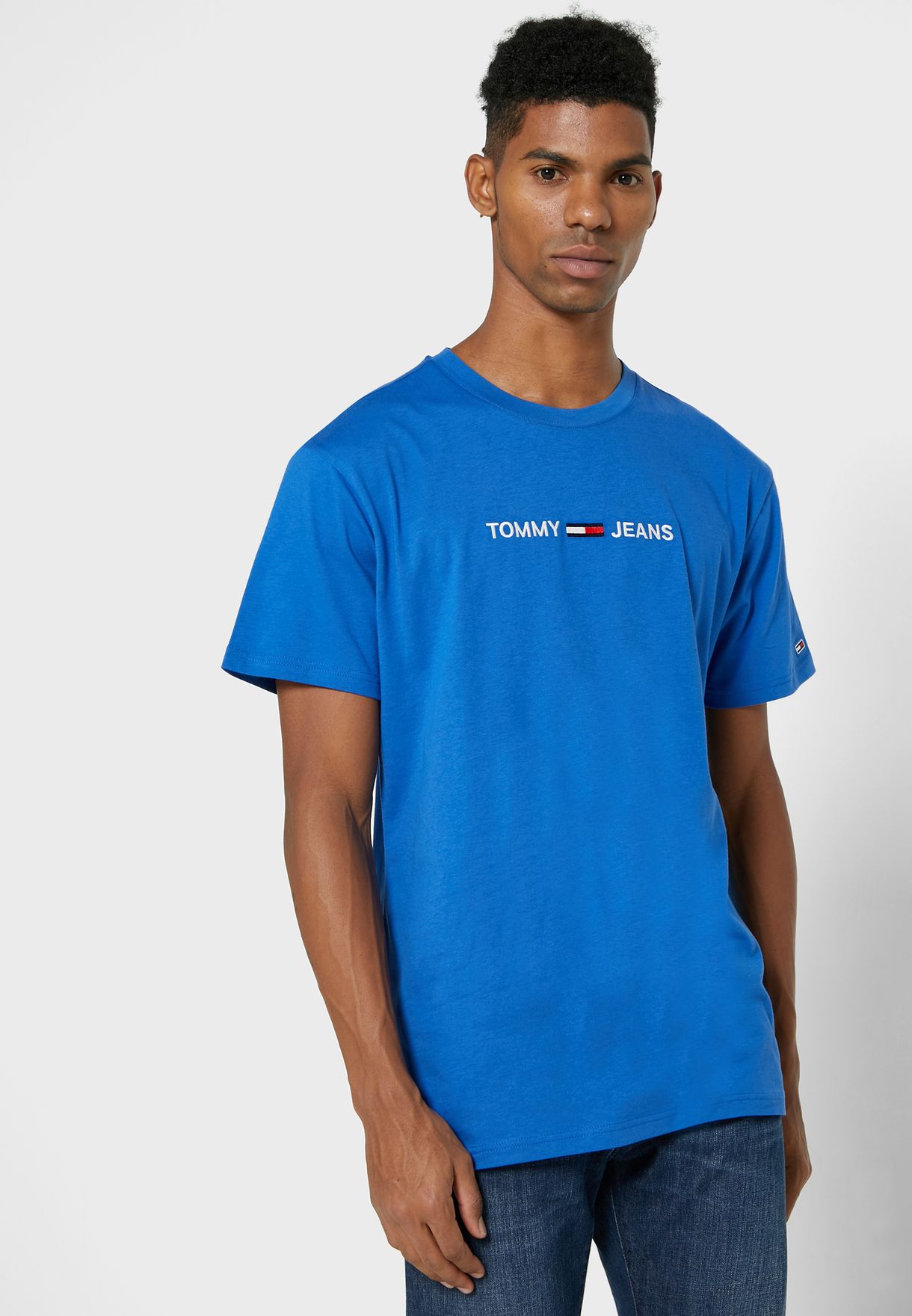 Buy Tommy Jeans blue Logo Crew Neck T-Shirt for Men in MENA, Worldwide