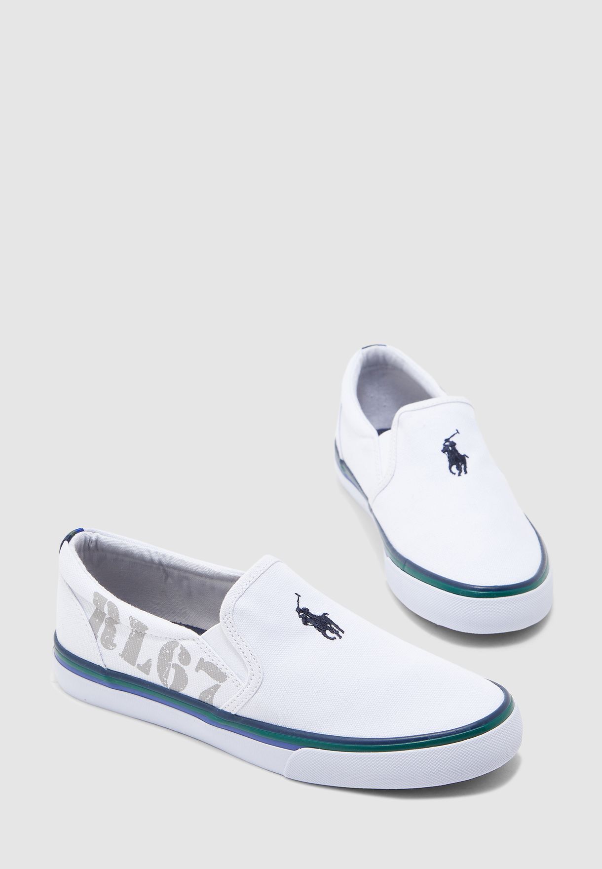 ralph lauren white slip on shoes