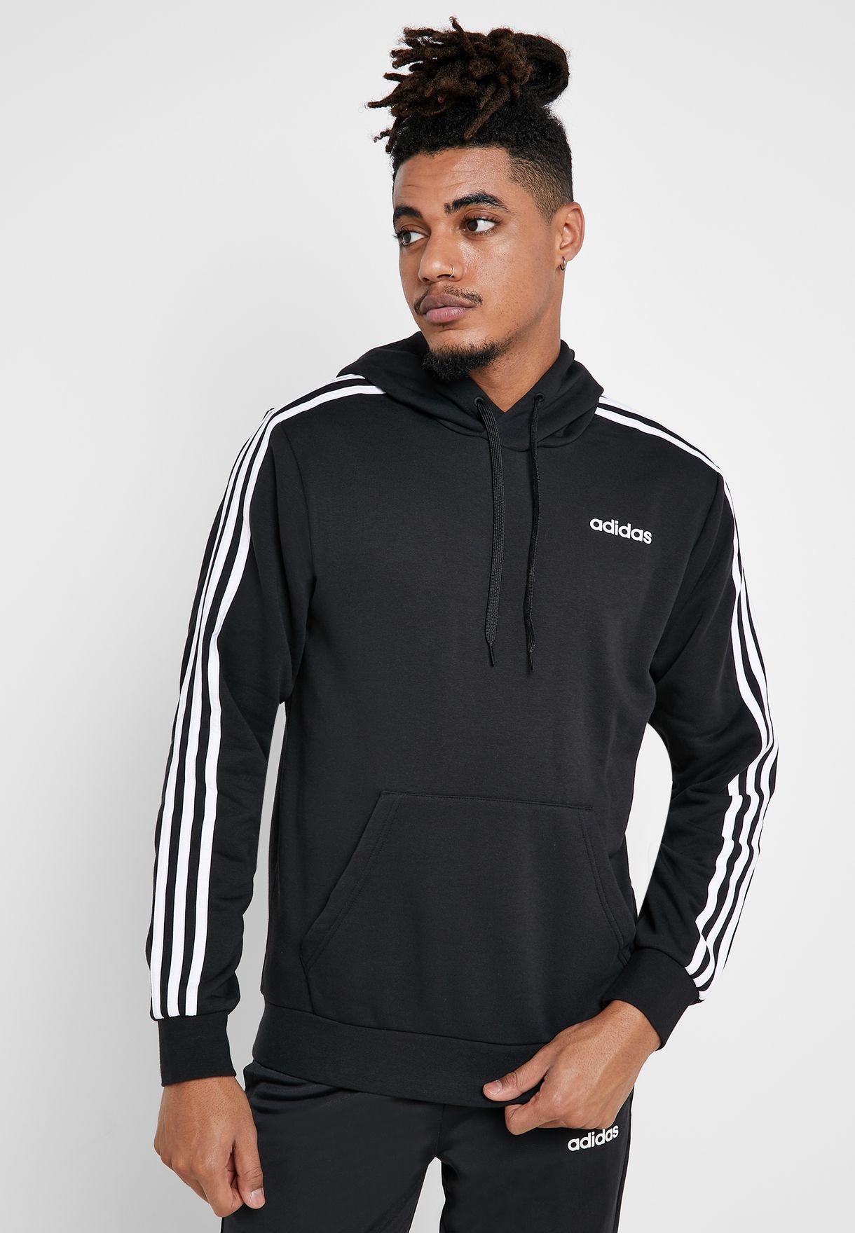 black three stripe hoodie by adidas