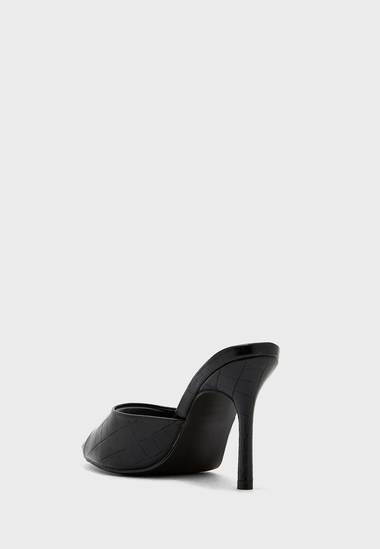 Rounded Point Croc Effect Mule Sandal 