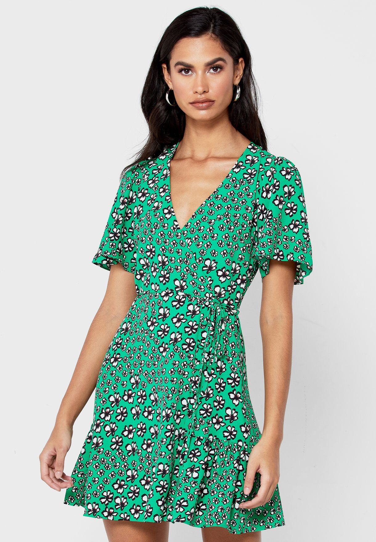 topshop blue floral wrap dress