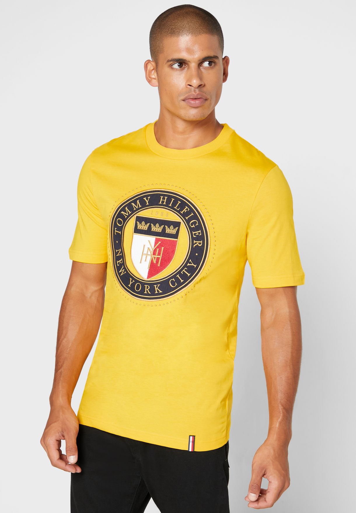 tommy hilfiger yellow crew neck