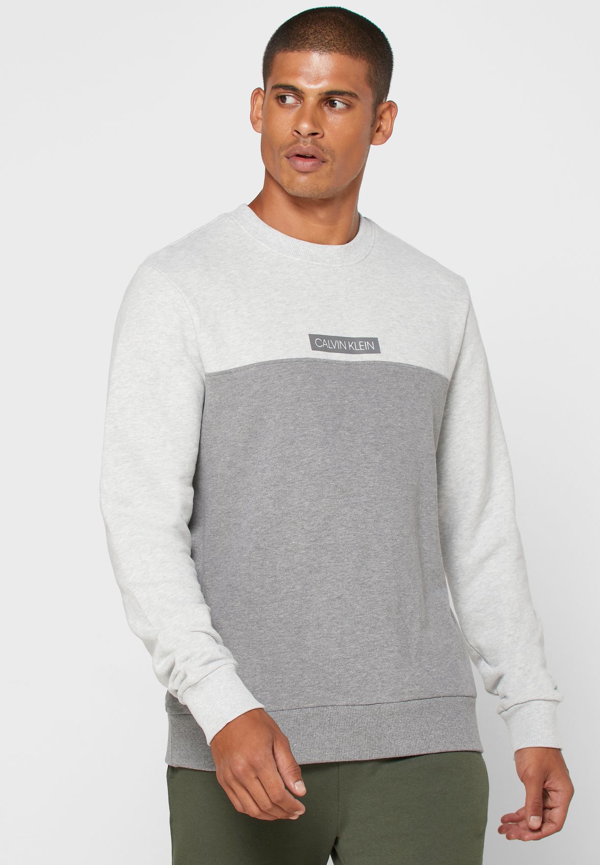 Buy Calvin Klein grey Color Block Sweatshirt for Men in Manama, Riffa Buy Calvin Klein grey Color Block Sweatshirt for Men in Manama, Riffa