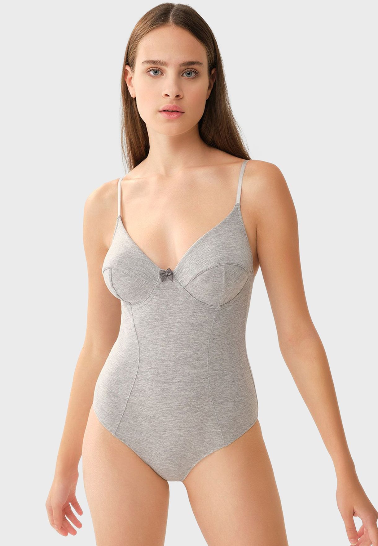 grey strappy bodysuit