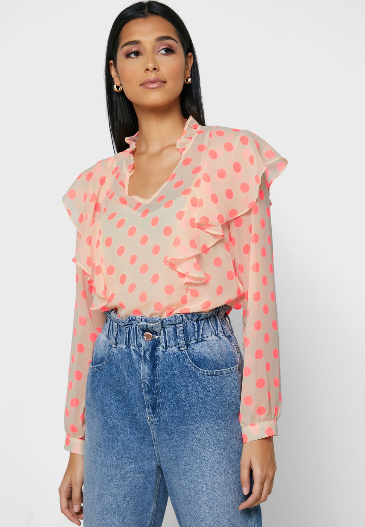 polka dot print top