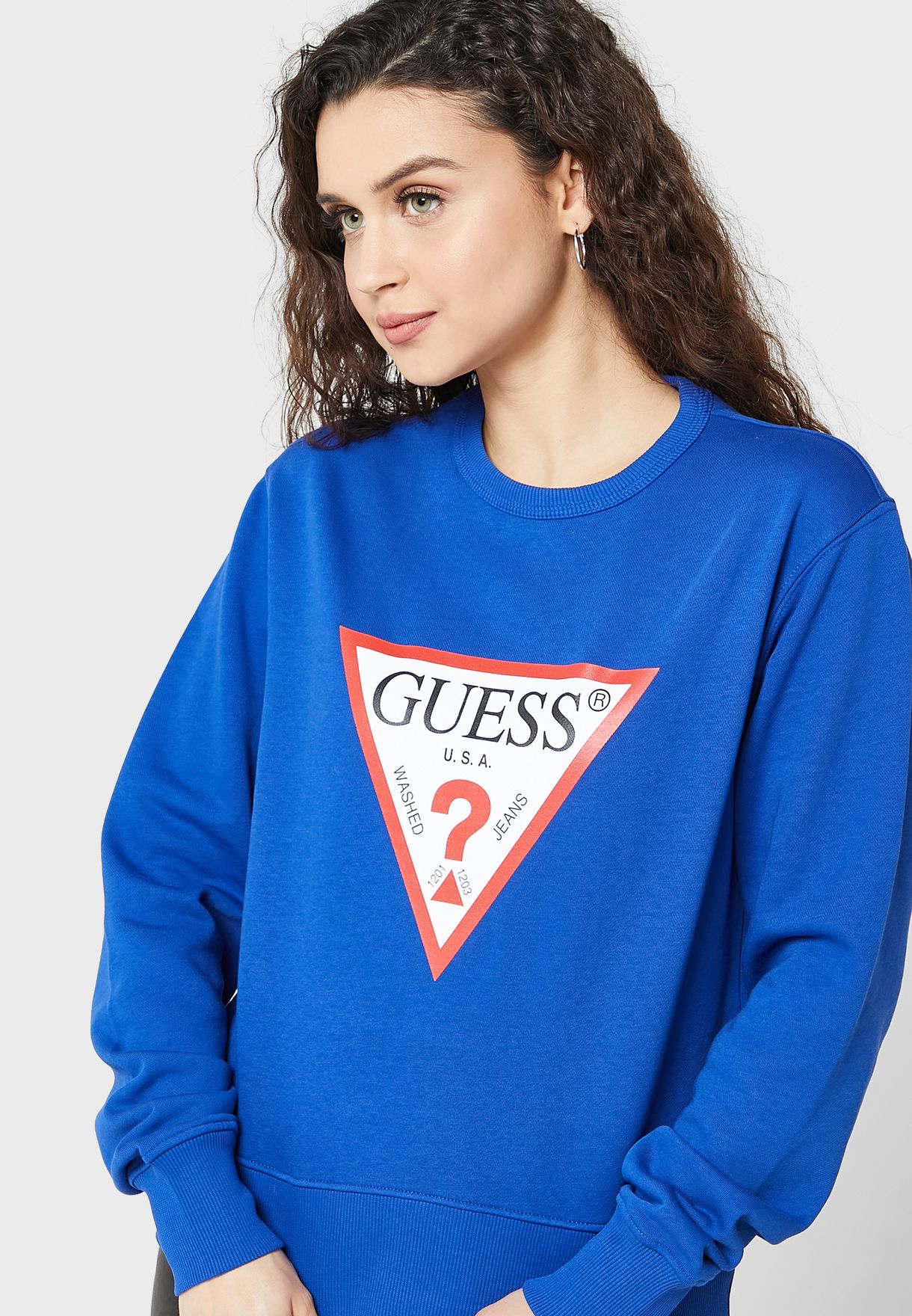 Flyselskaber Hover nederlag Buy Guess blue Round Neck Graphic Sweatshirt for Women in MENA, Worldwide