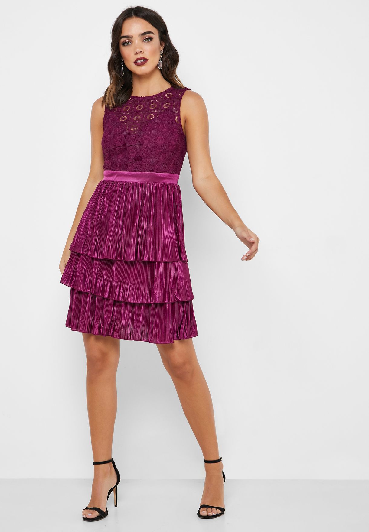 purple layered dress