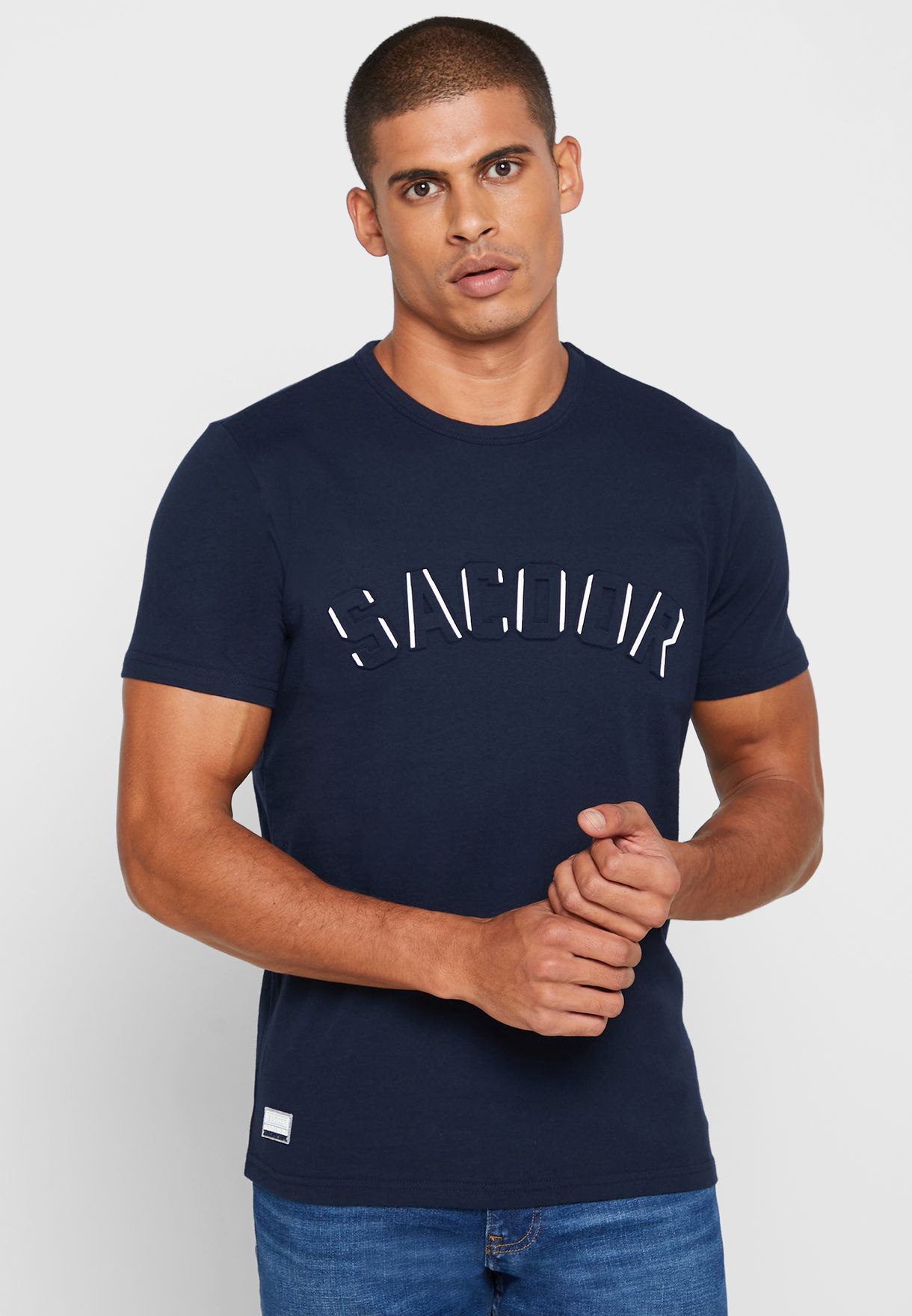 Buy Sacoor Brothers navy Logo Crew Neck T-Shirt for Men in MENA, Worldwide