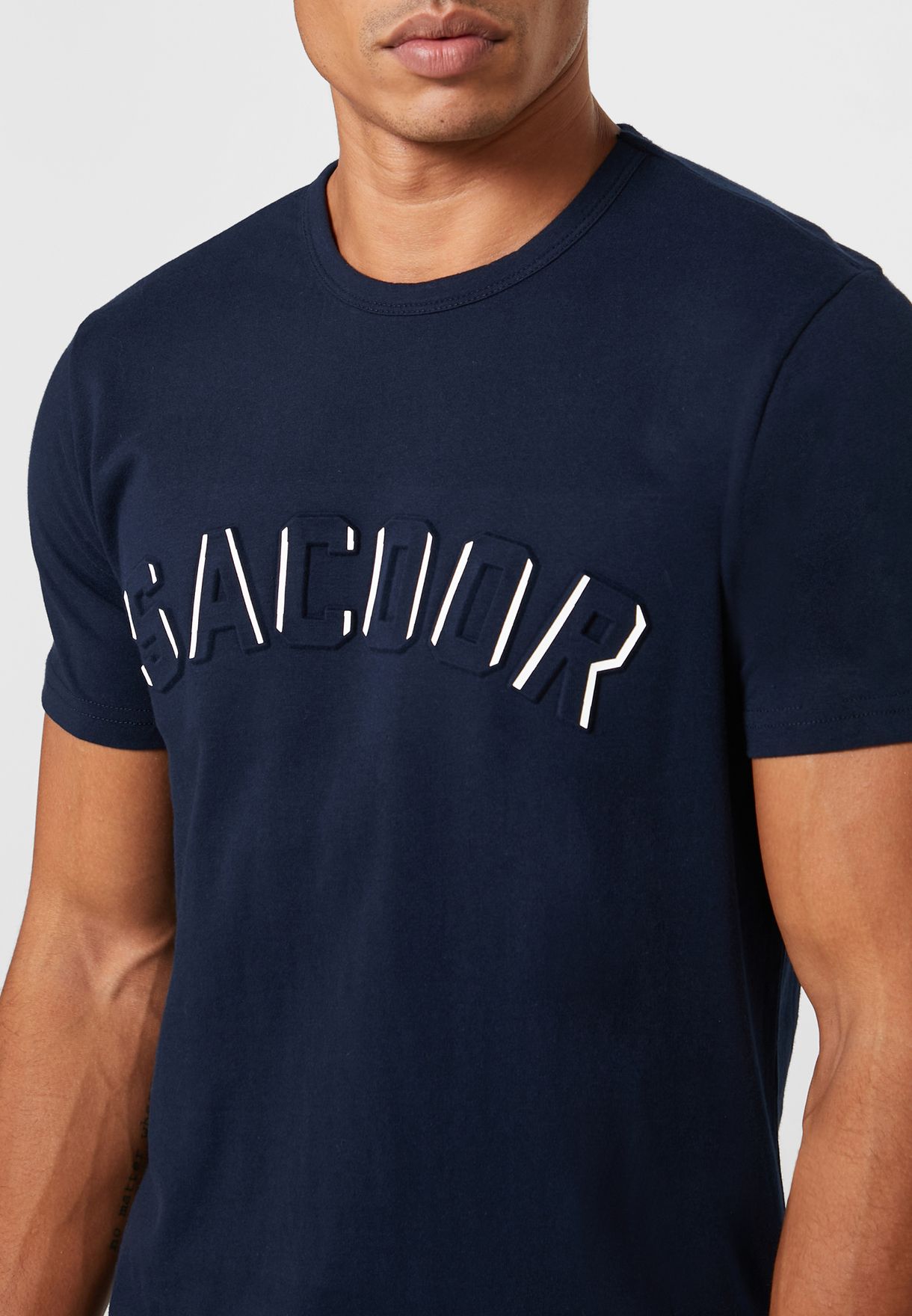 Buy Sacoor Brothers navy Logo Crew Neck T-Shirt for Men in MENA, Worldwide