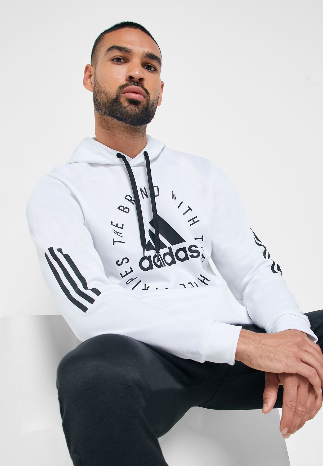 Buy adidas white Sport ID Hoodie for 