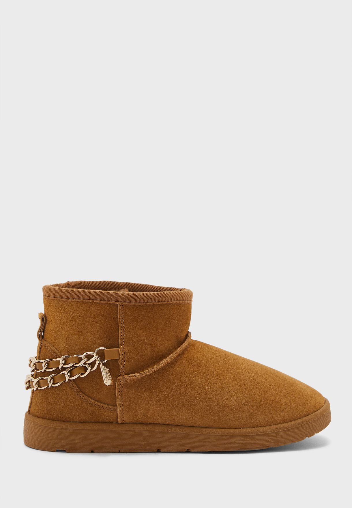 Low Chain Fur Lined Boots